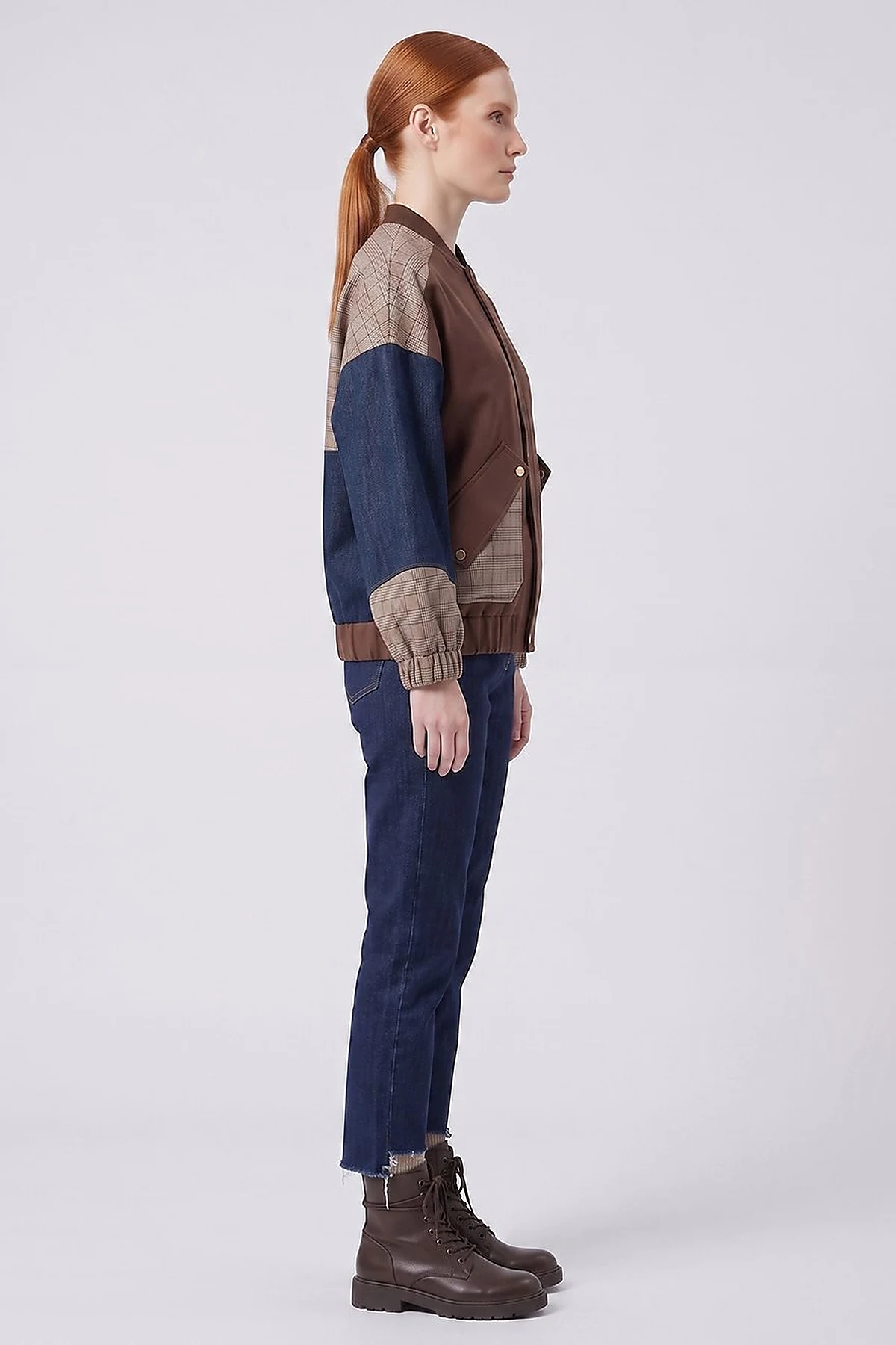 Color-Block Jacket Chocolate
