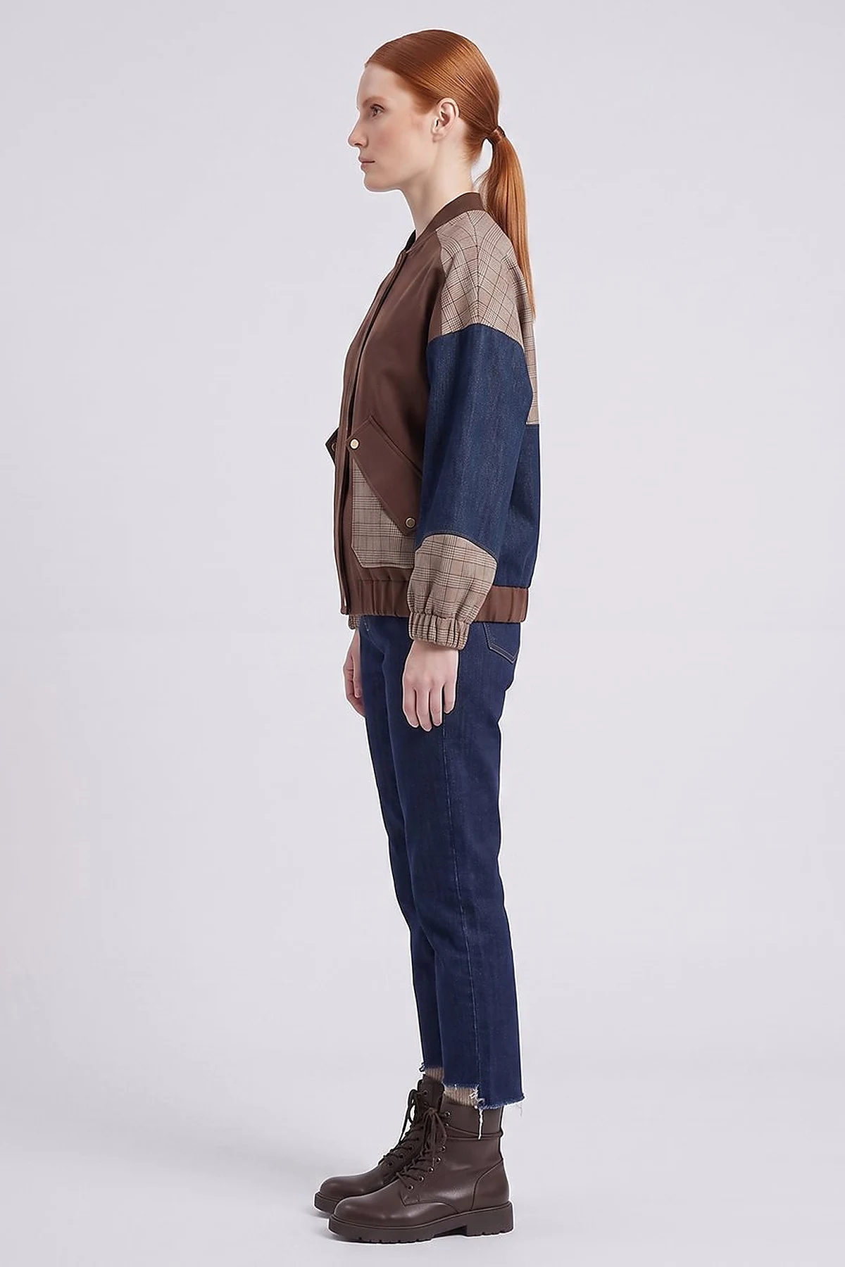 Color-Block Jacket Chocolate