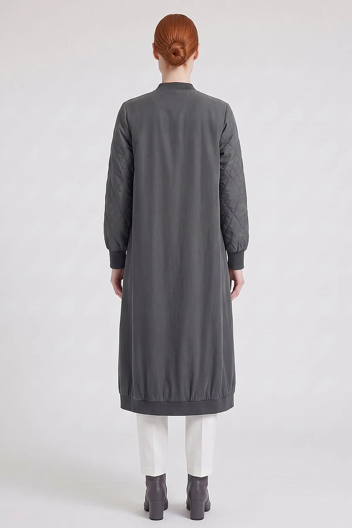 Varsity Collar Lyocell Viscose Slip-On Tunic Charcoal Gray