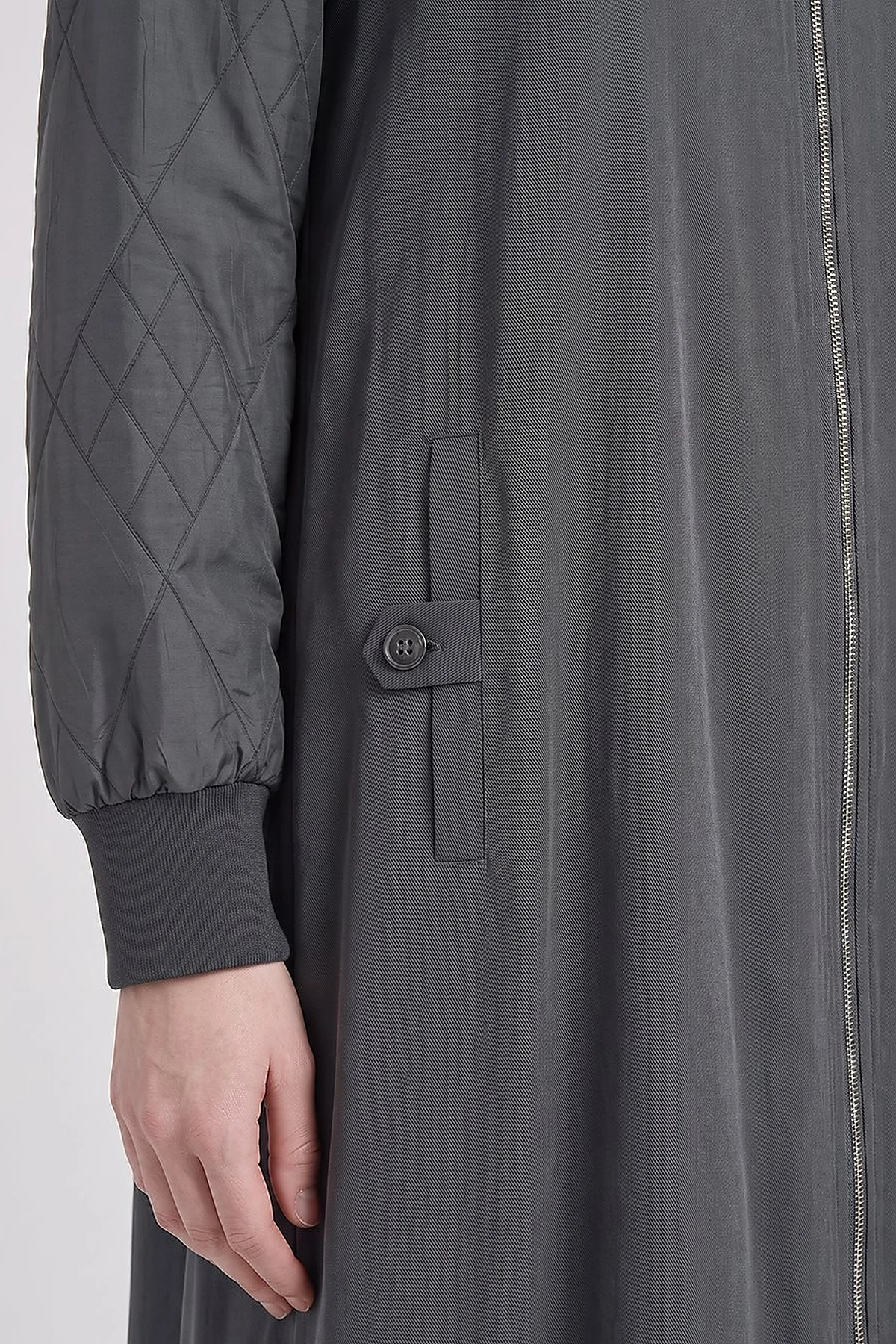 Varsity Collar Lyocell Viscose Slip-On Tunic Charcoal Gray