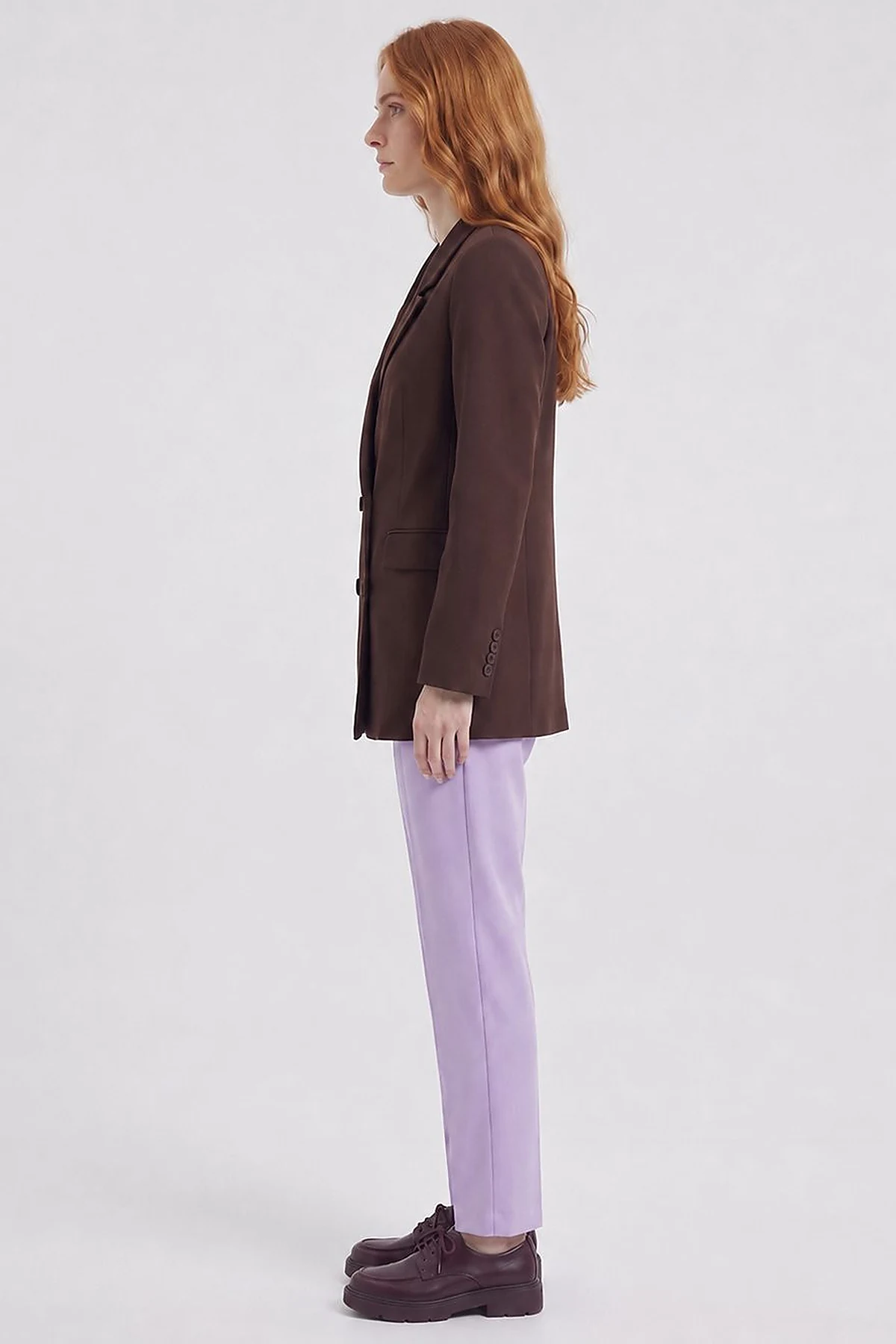 Cover Pocket Crepe Blazer Jacket Dark Brown