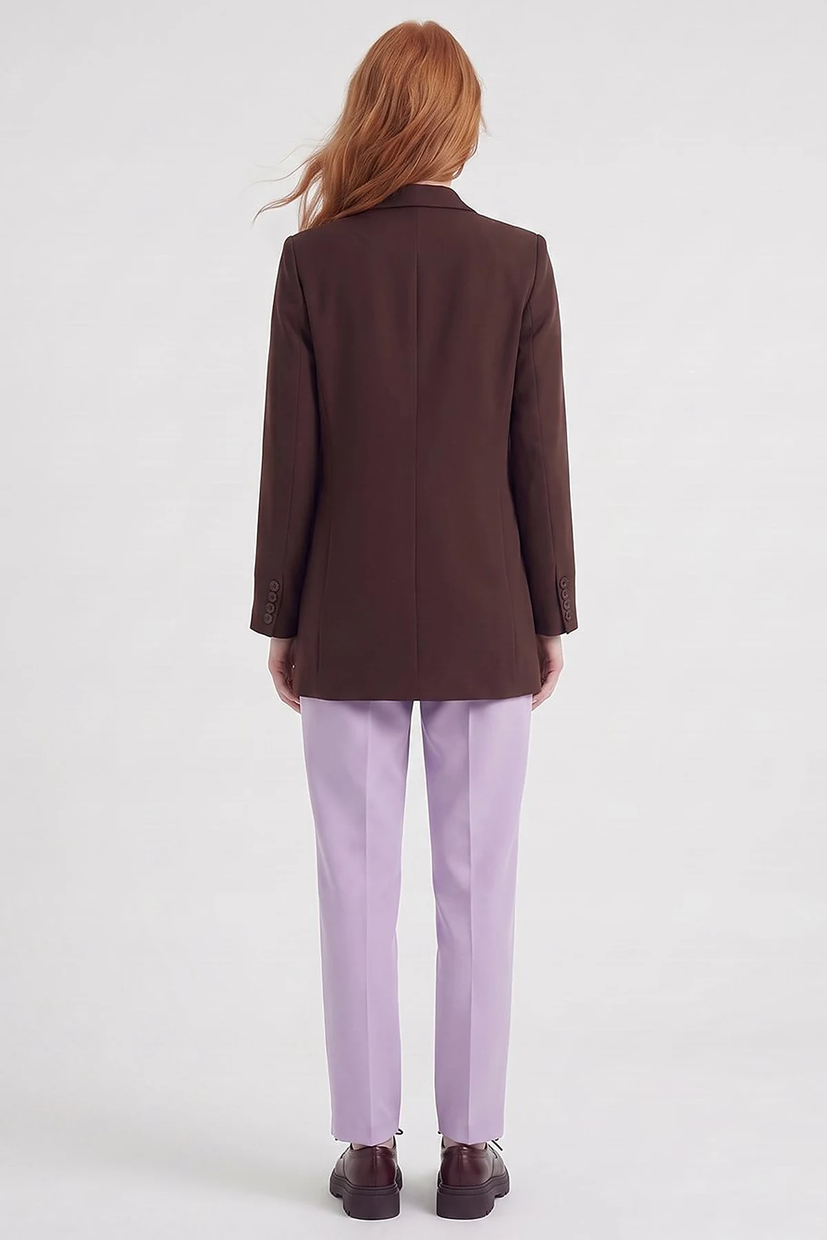 Cover Pocket Crepe Blazer Jacket Dark Brown
