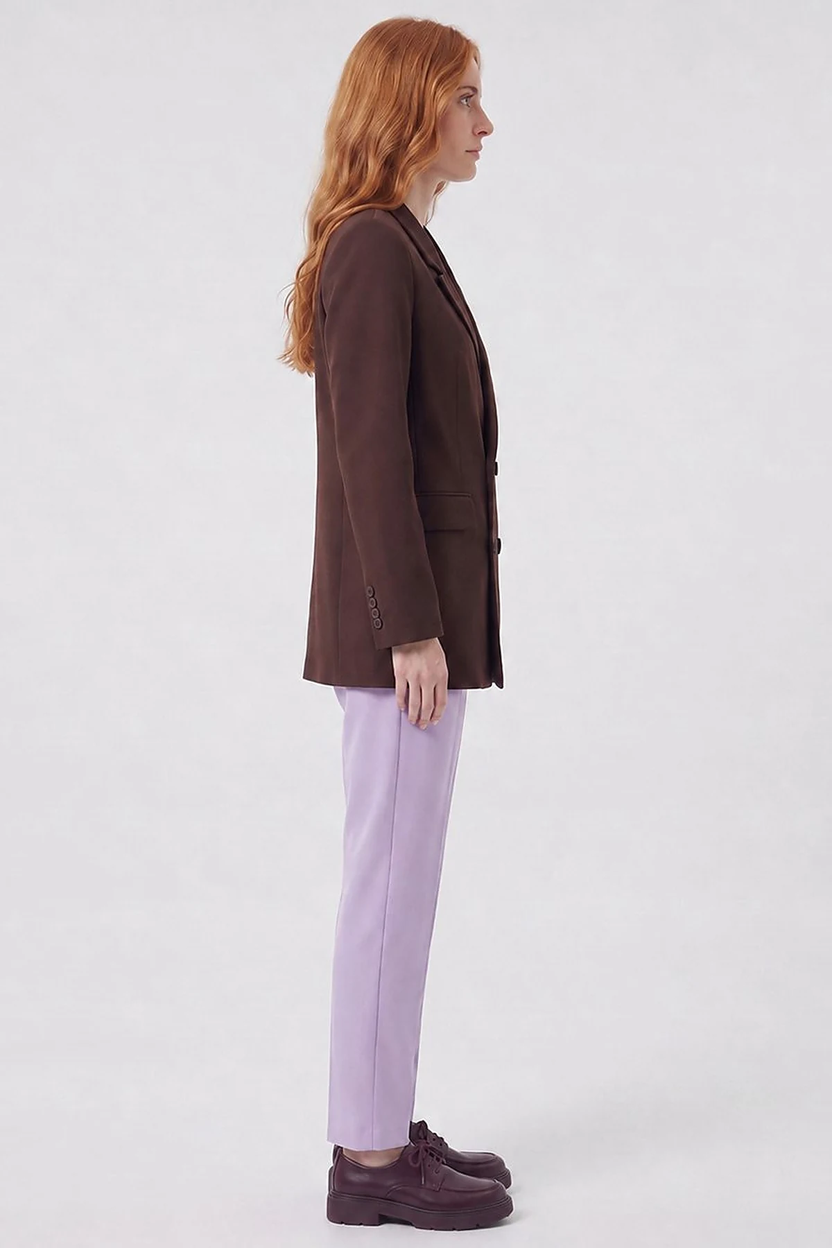 Cover Pocket Crepe Blazer Jacket Dark Brown