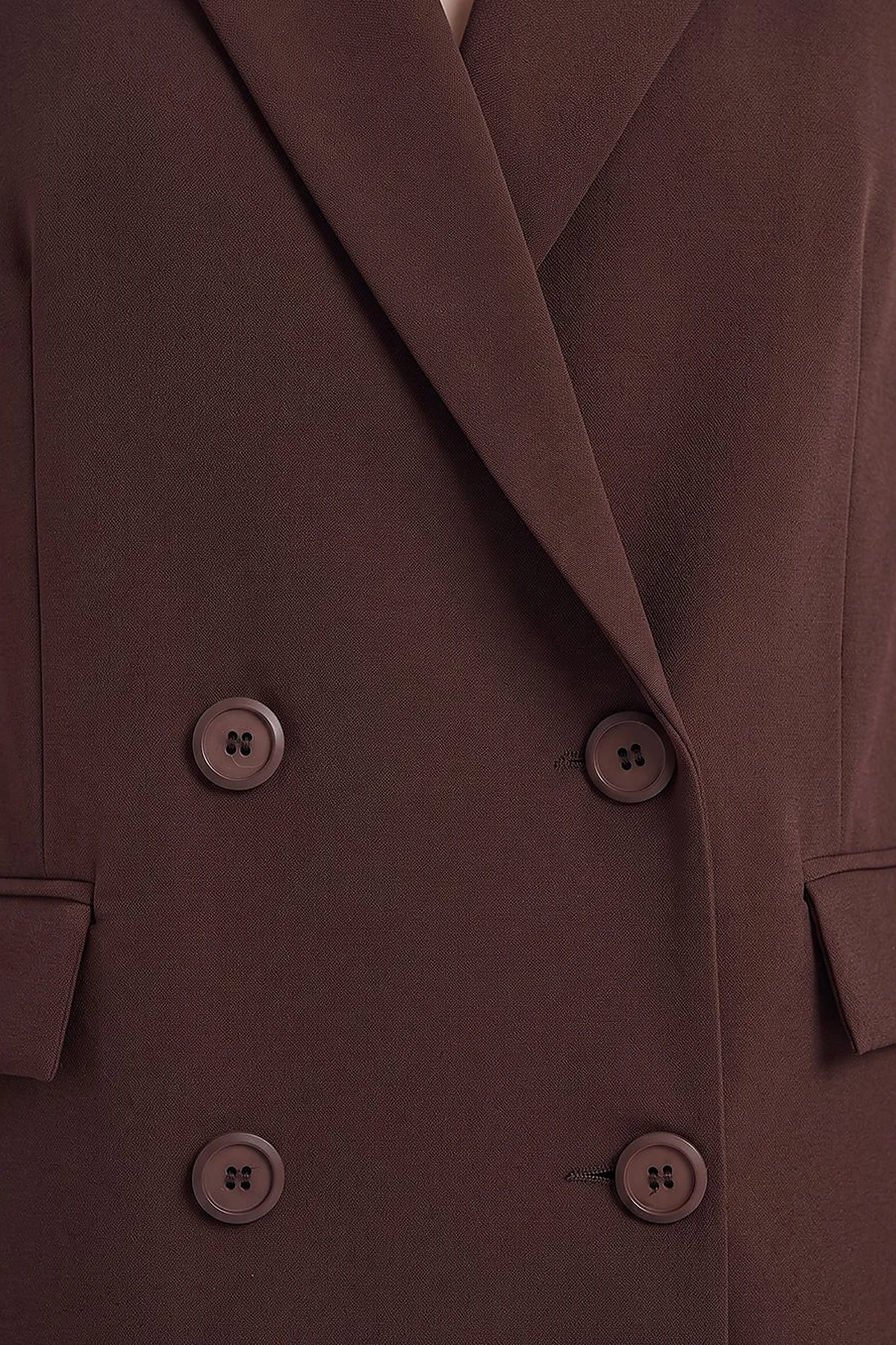 Cover Pocket Crepe Blazer Jacket Dark Brown