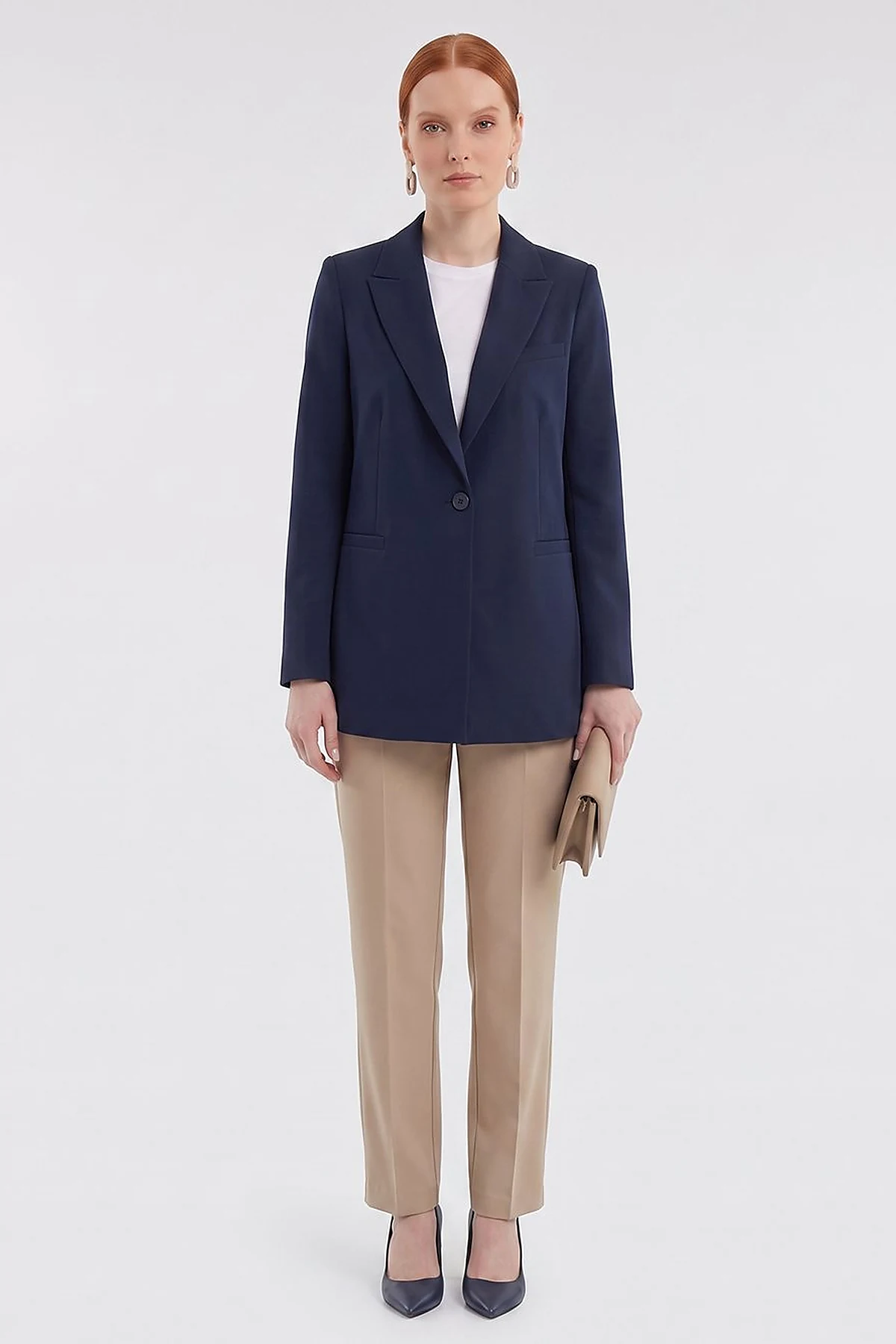 Single-Button Basic Blazer Navy