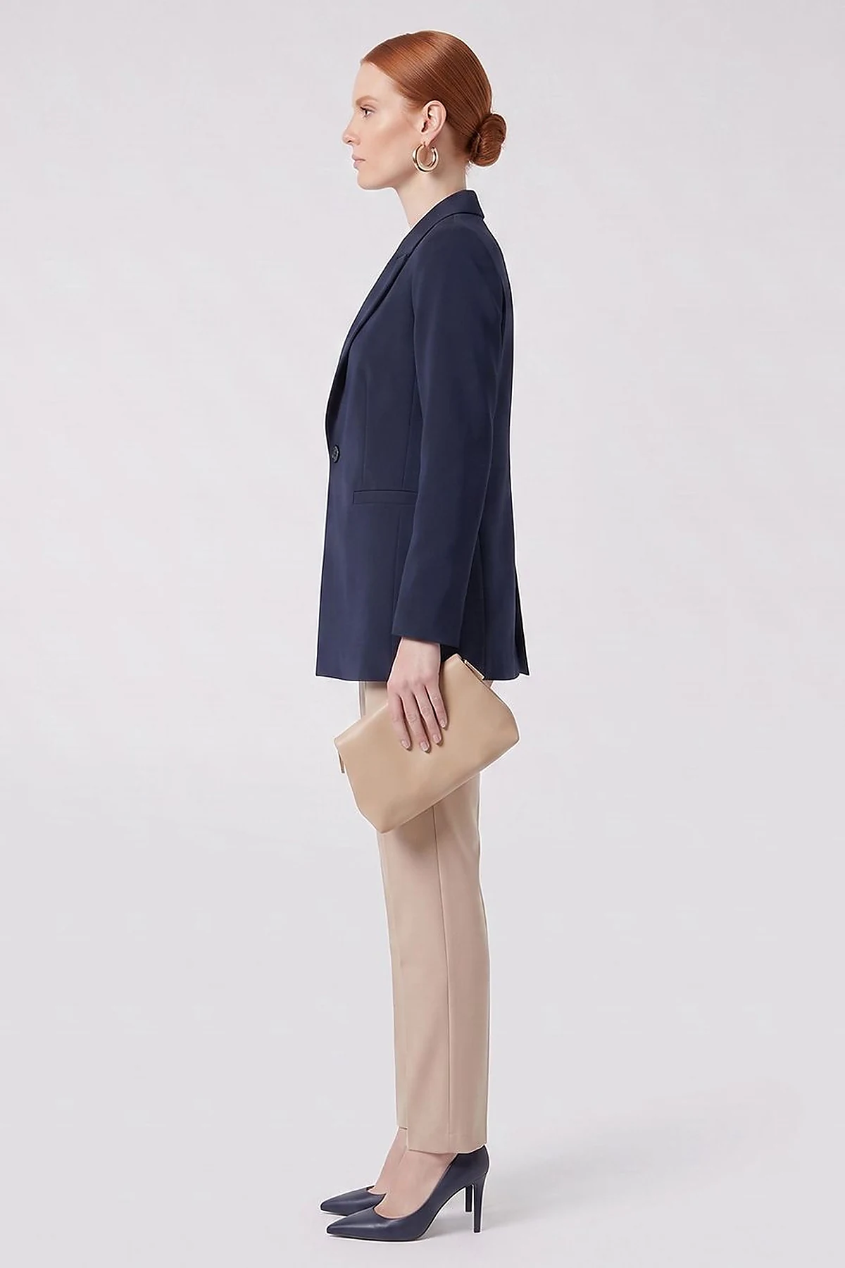 Single-Button Basic Blazer Navy