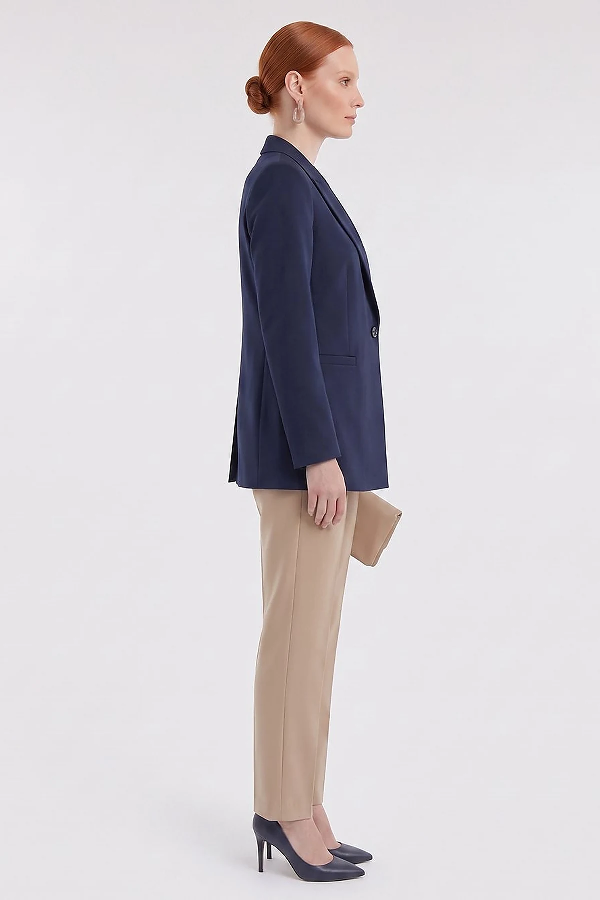 Single-Button Basic Blazer Navy