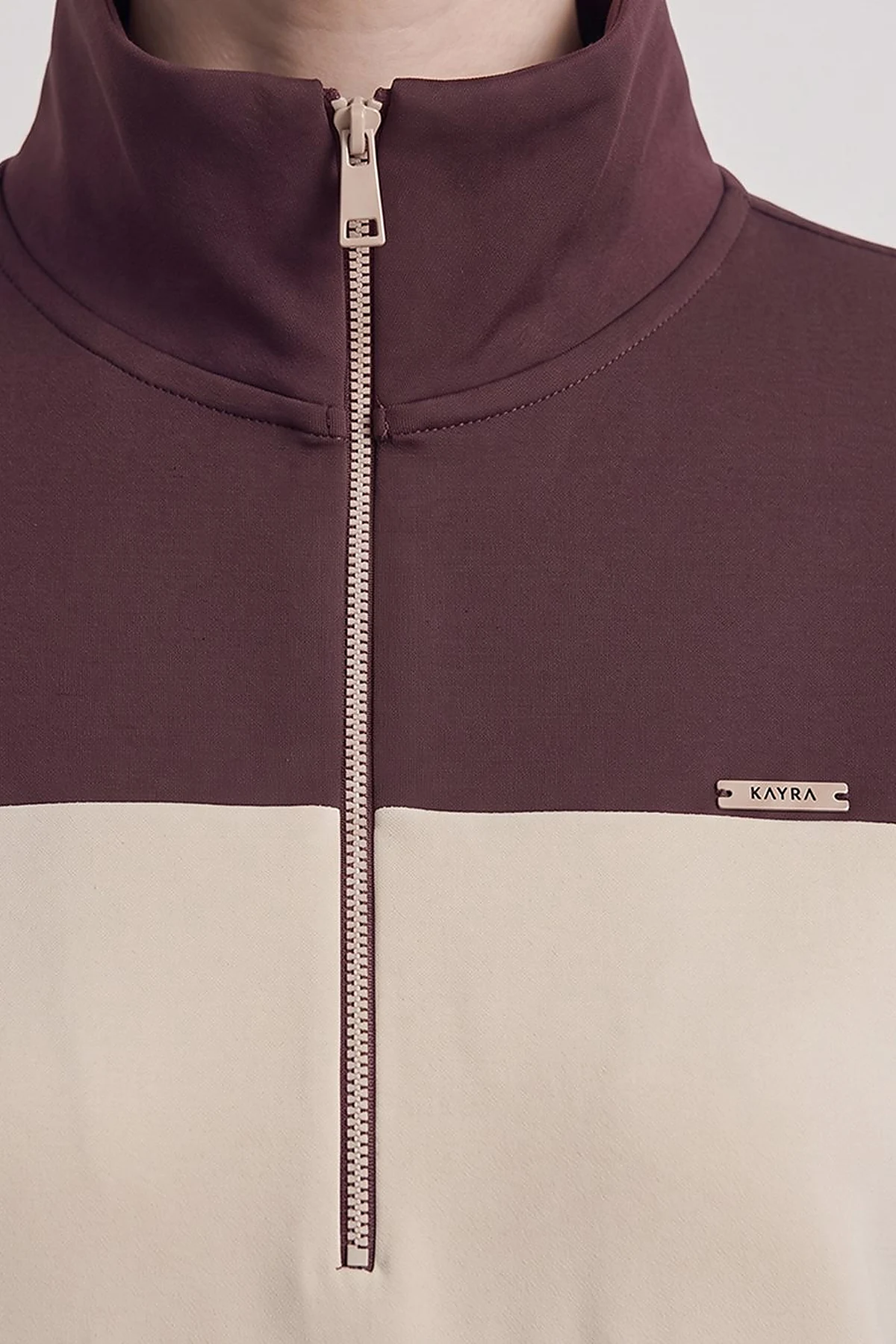 Color-Block Wide-Neck Sweatshirt Burgundy