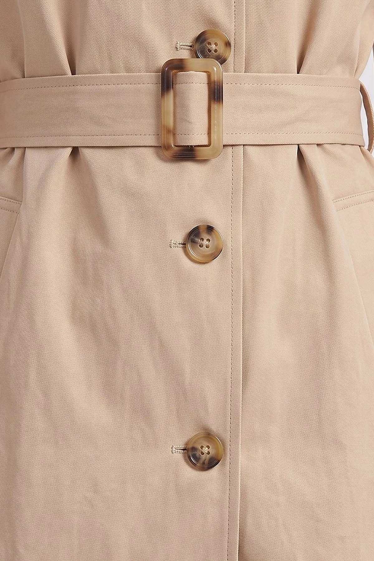 Convertible Collar Double-Breasted Trench Coat Light Beige