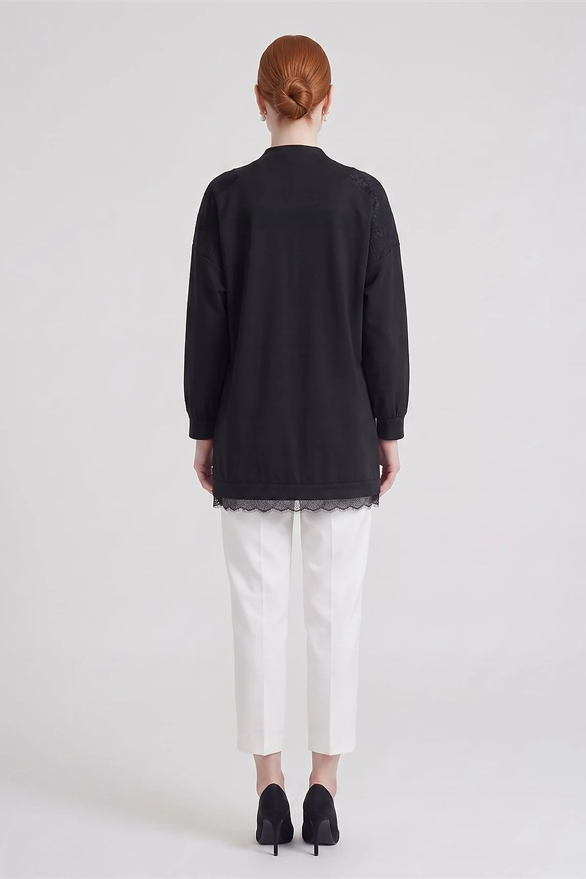 Lace-Trimmed Rayon Jacket Black