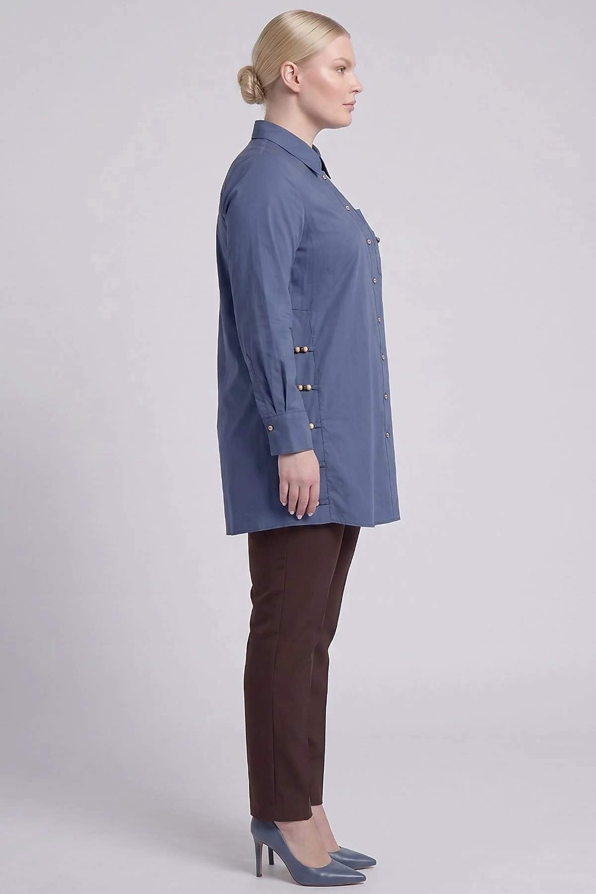 Beaded Detail Cotton Tunic Indigo