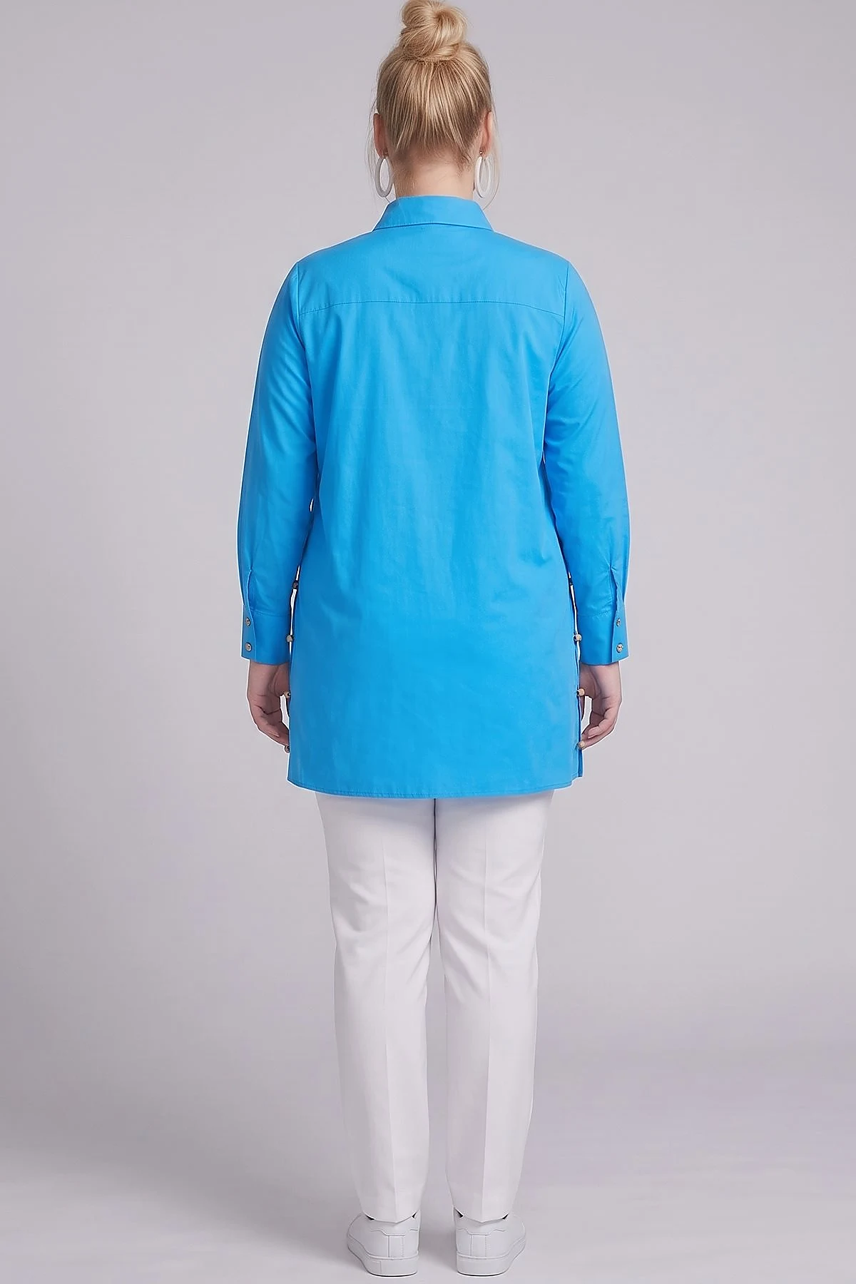 Beaded Detail Cotton Tunic Sky Blue