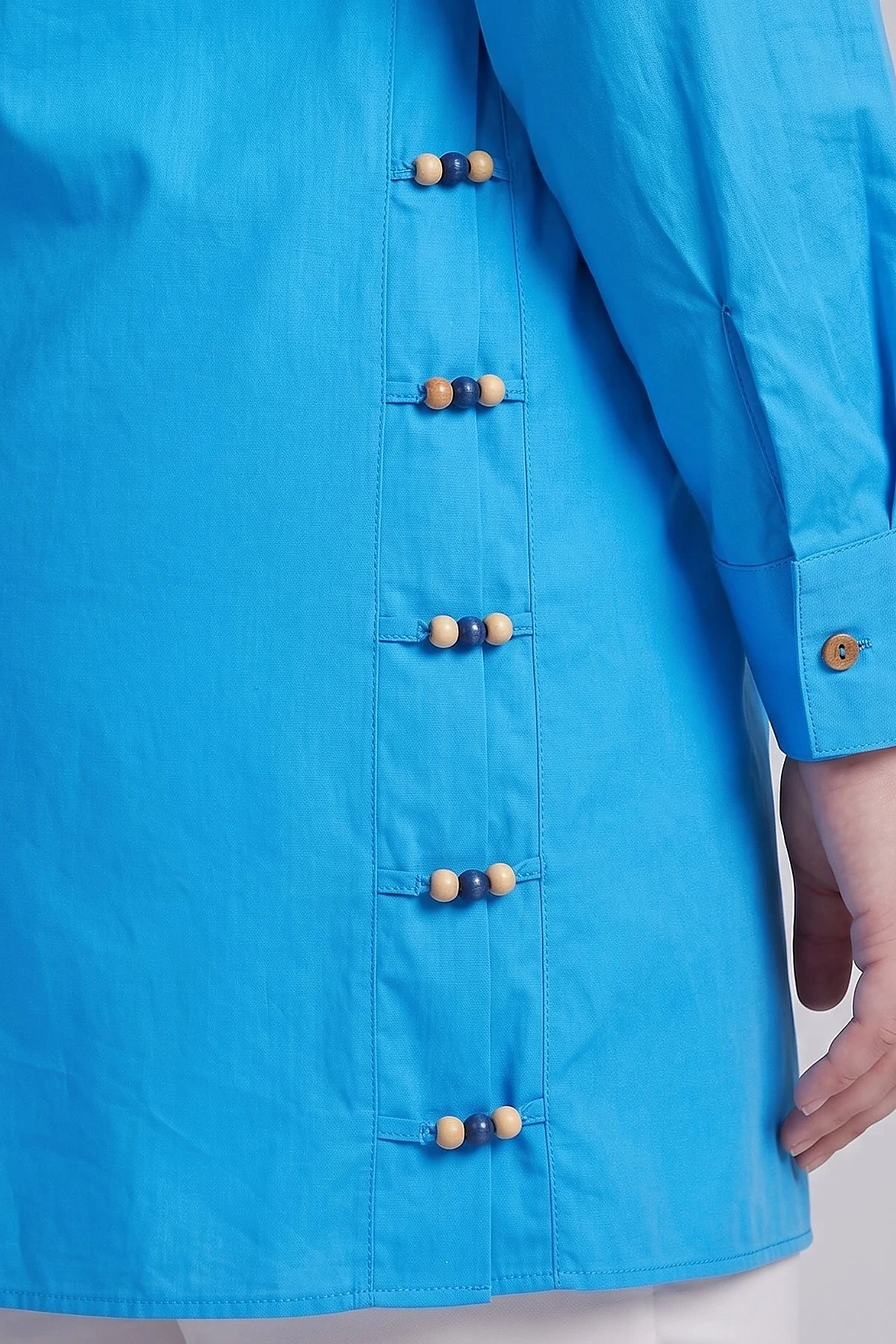 Beaded Detail Cotton Tunic Sky Blue
