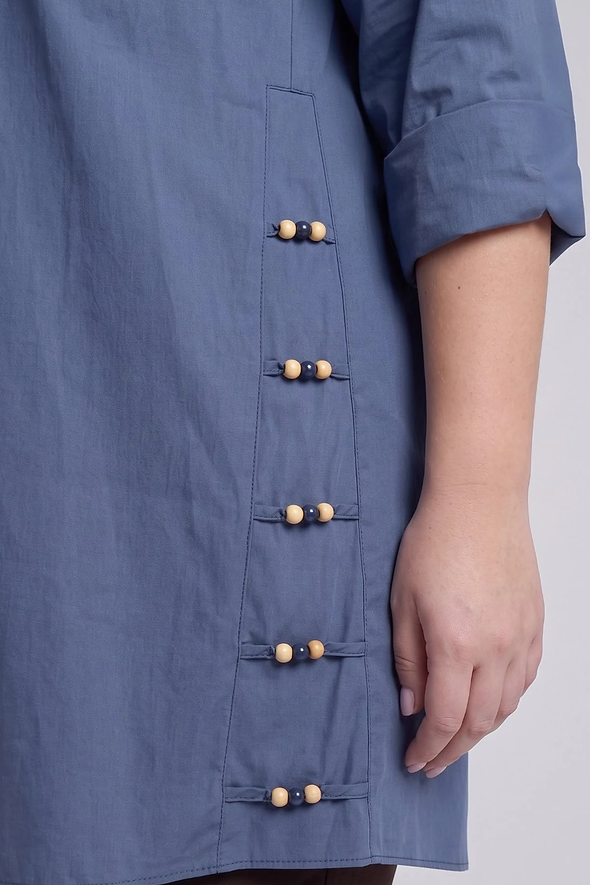 Beaded Detail Cotton Tunic Indigo