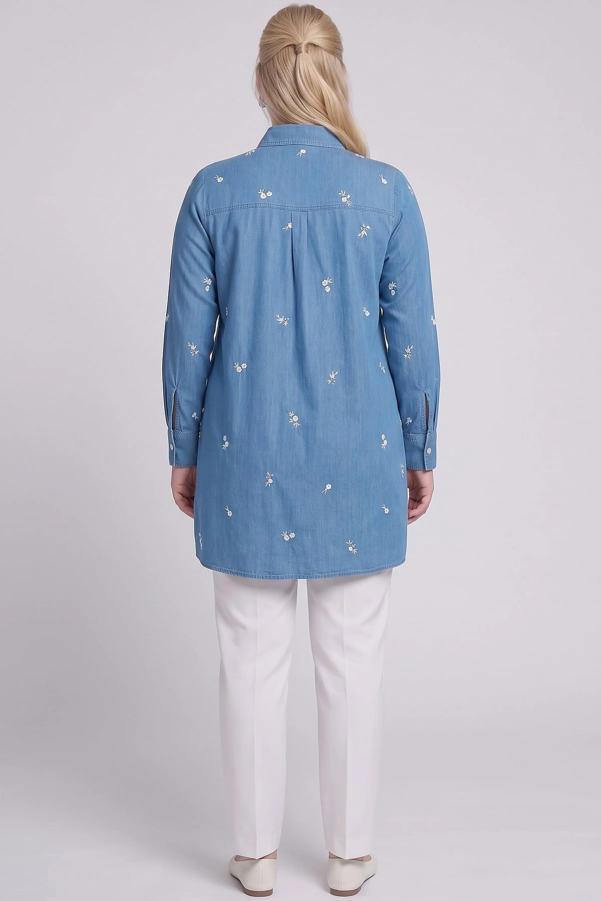 Embroidered Washed Tunic Blue