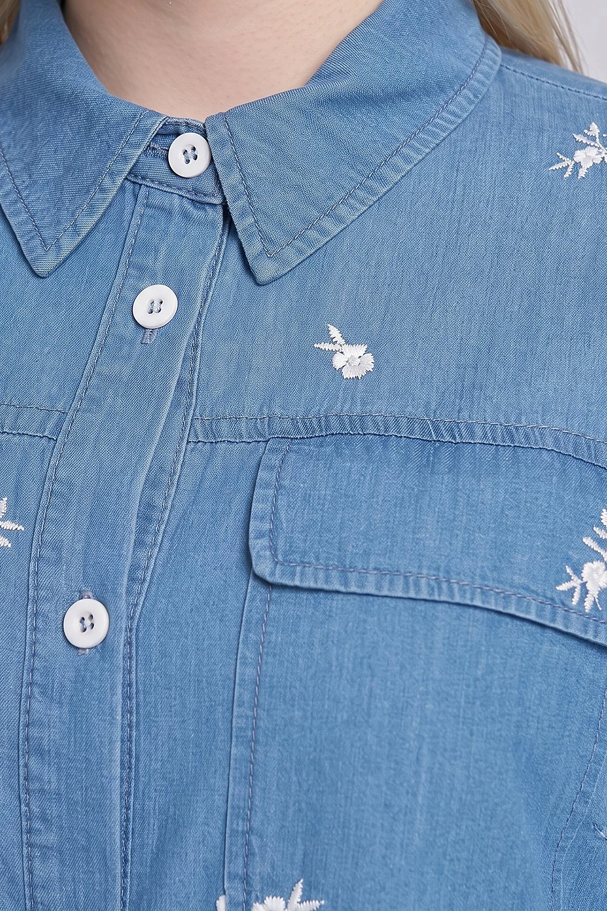 Embroidered Washed Tunic Blue