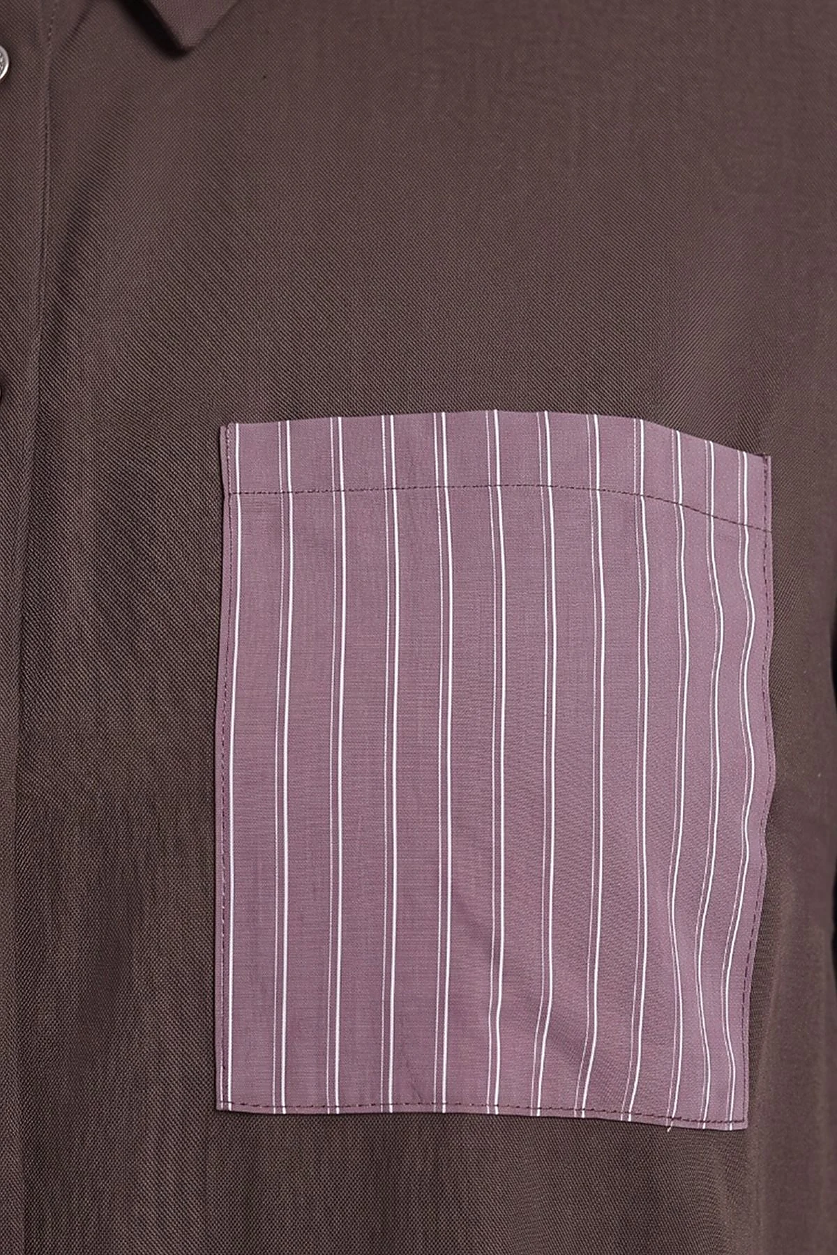 100% Lyocell Cuff Detail Tunic Dark Brown