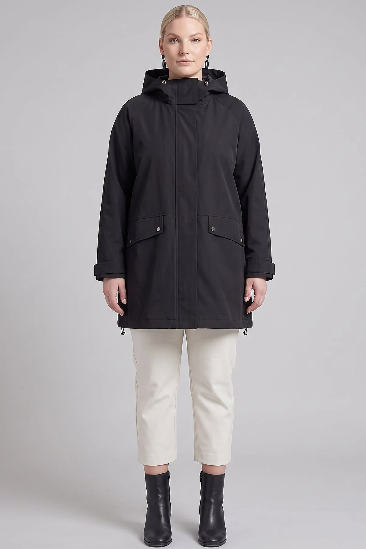 Cargo Pocket Short Trench Coat Black