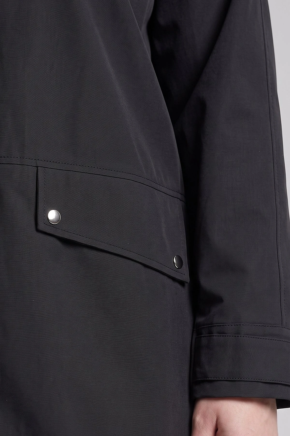 Cargo Pocket Short Trench Coat Black
