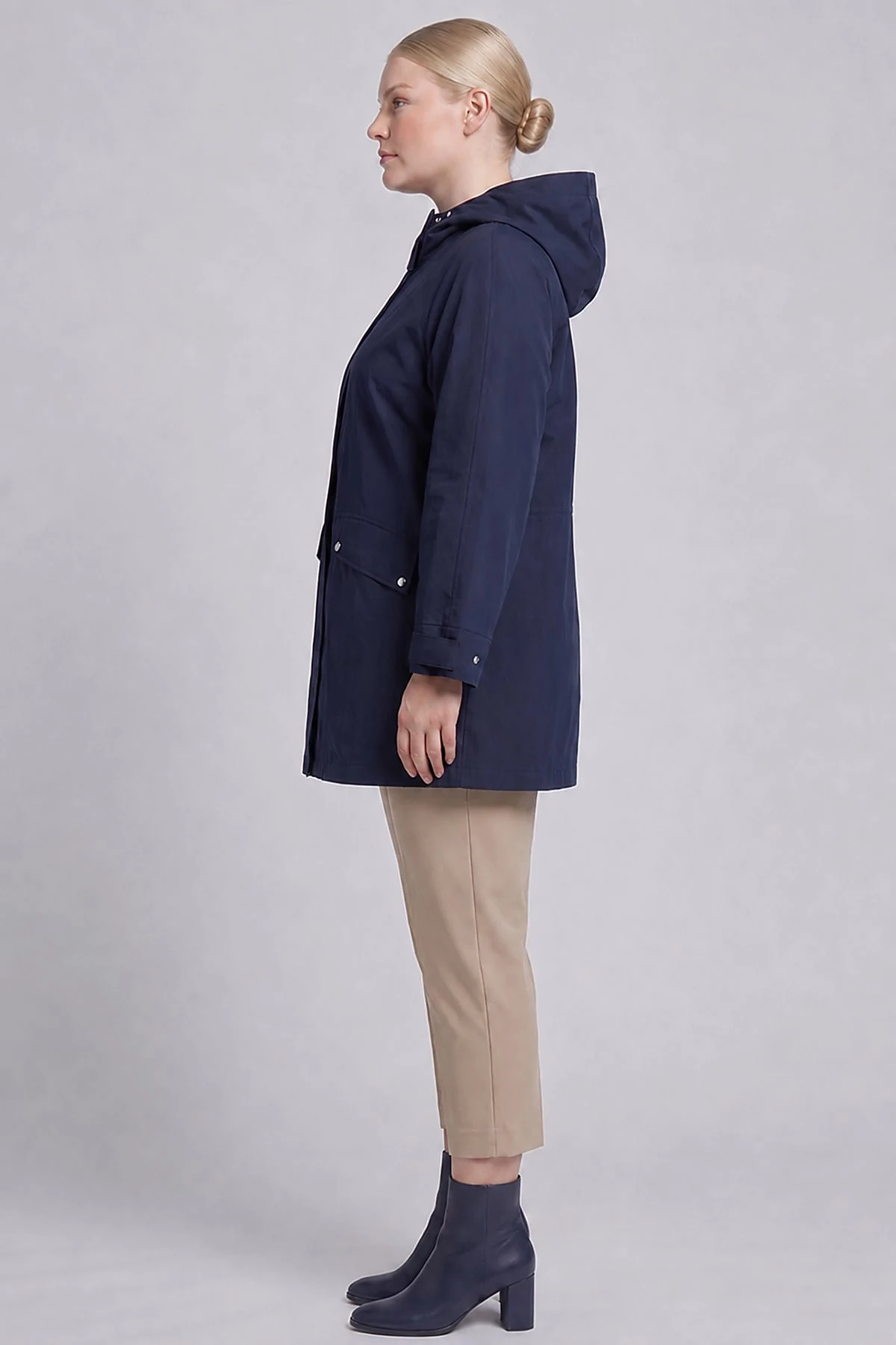 Cargo Pocket Short Trench Coat Dark Navy