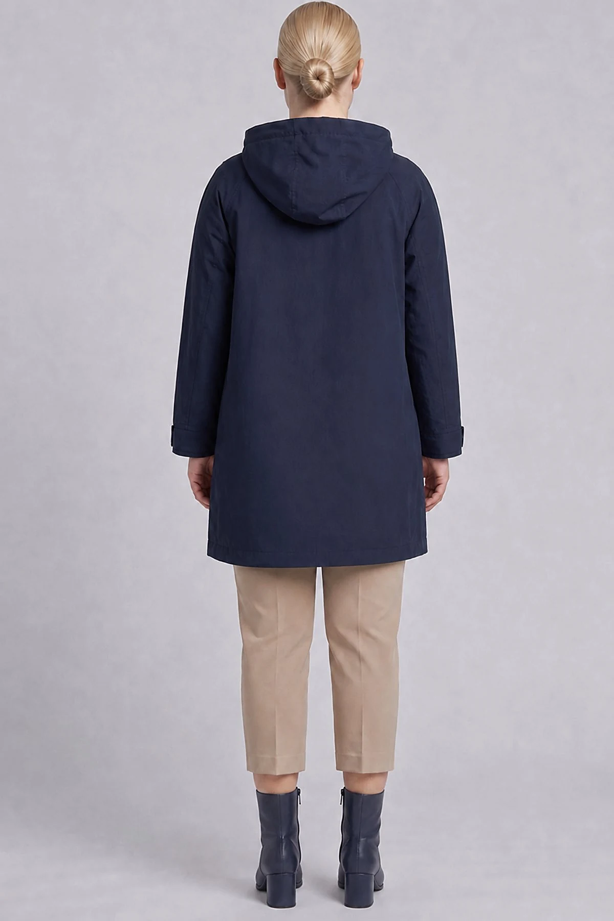 Cargo Pocket Short Trench Coat Dark Navy