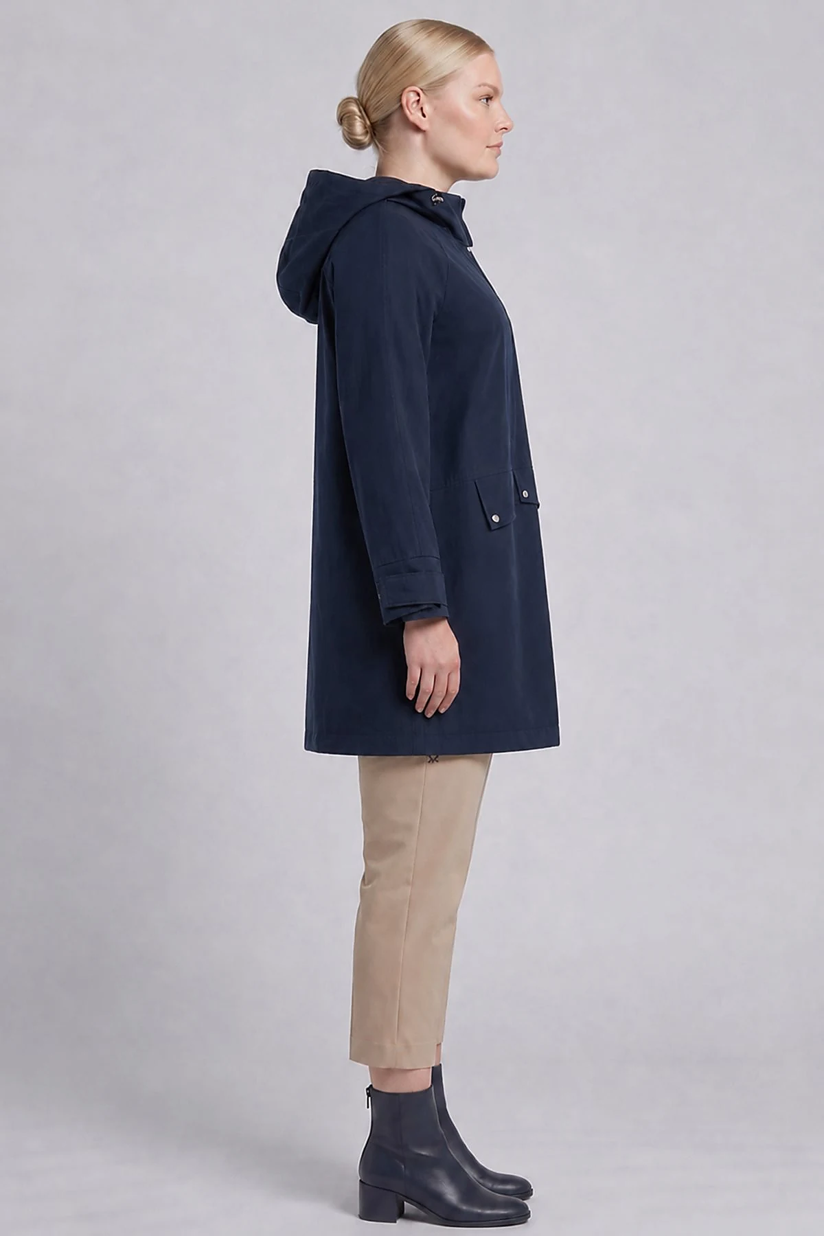 Cargo Pocket Short Trench Coat Dark Navy
