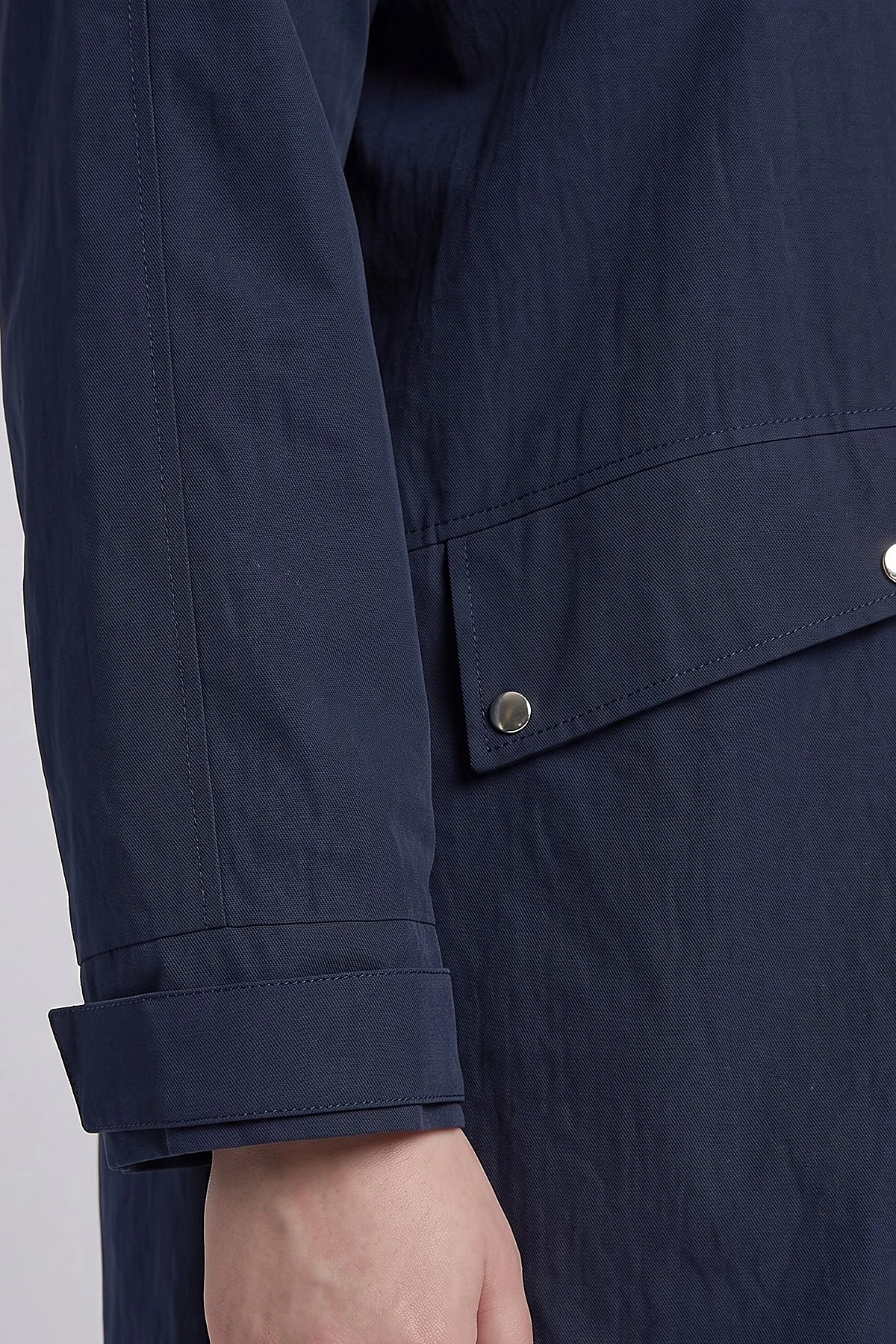 Cargo Pocket Short Trench Coat Dark Navy