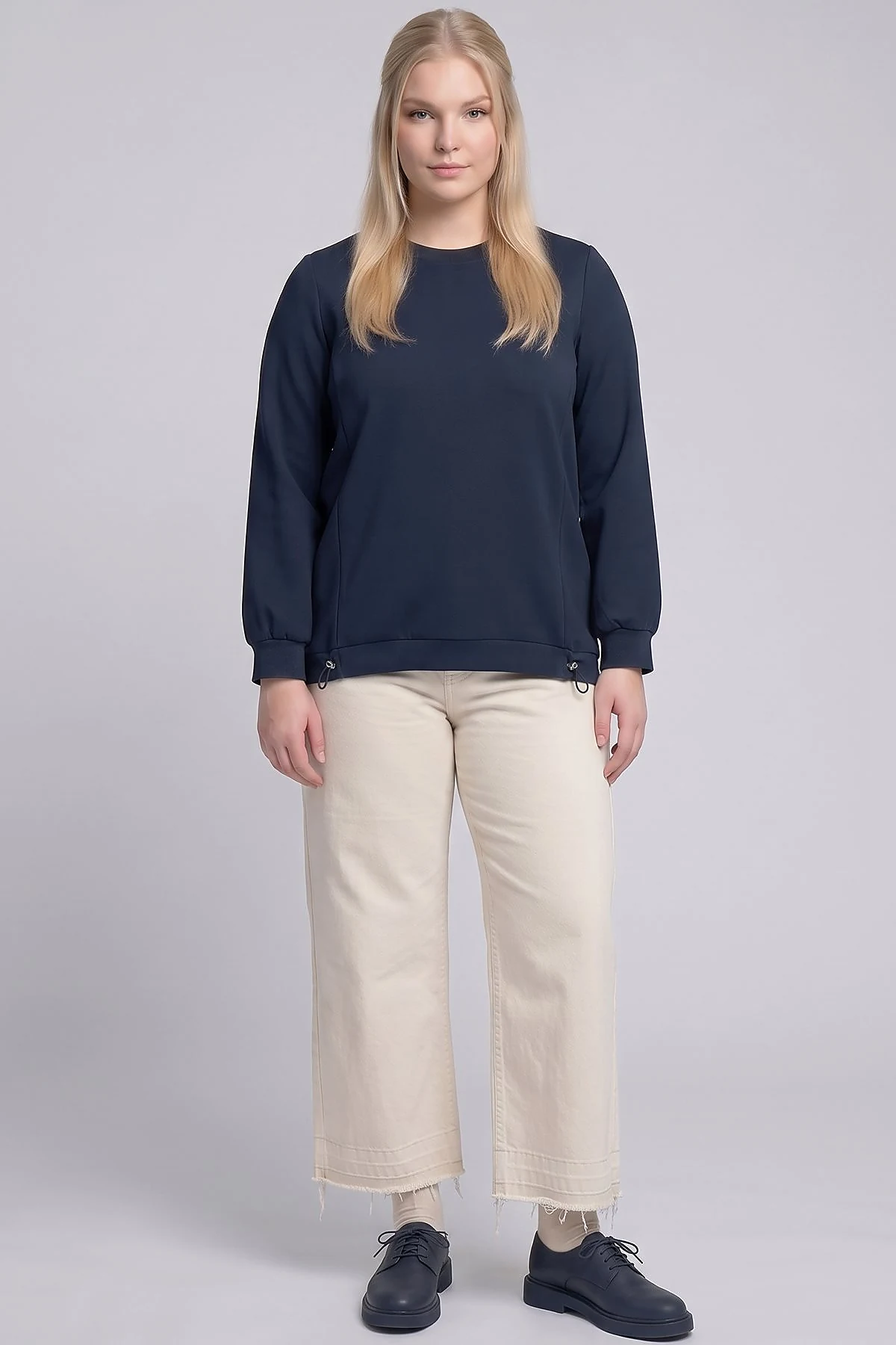 Elasticated Hem Sweatshirt Dark Navy