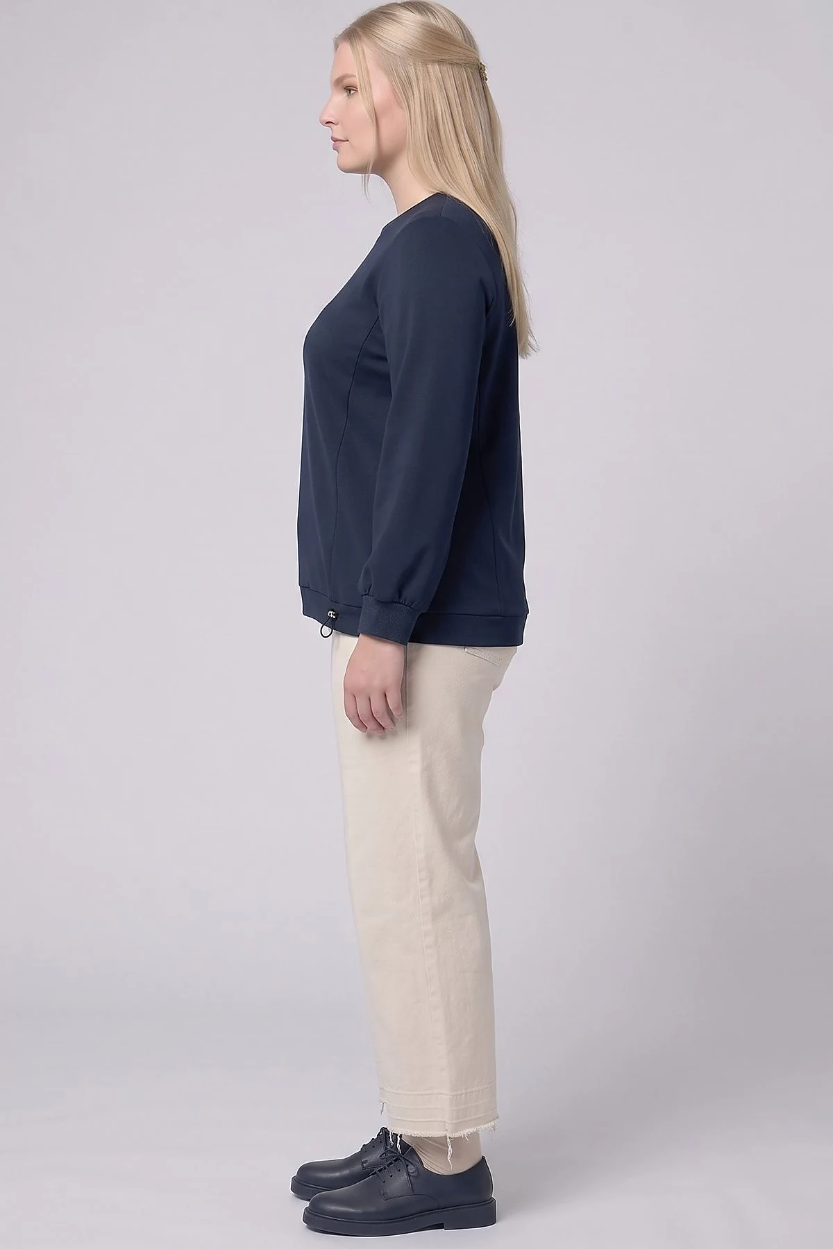 Elasticated Hem Sweatshirt Dark Navy