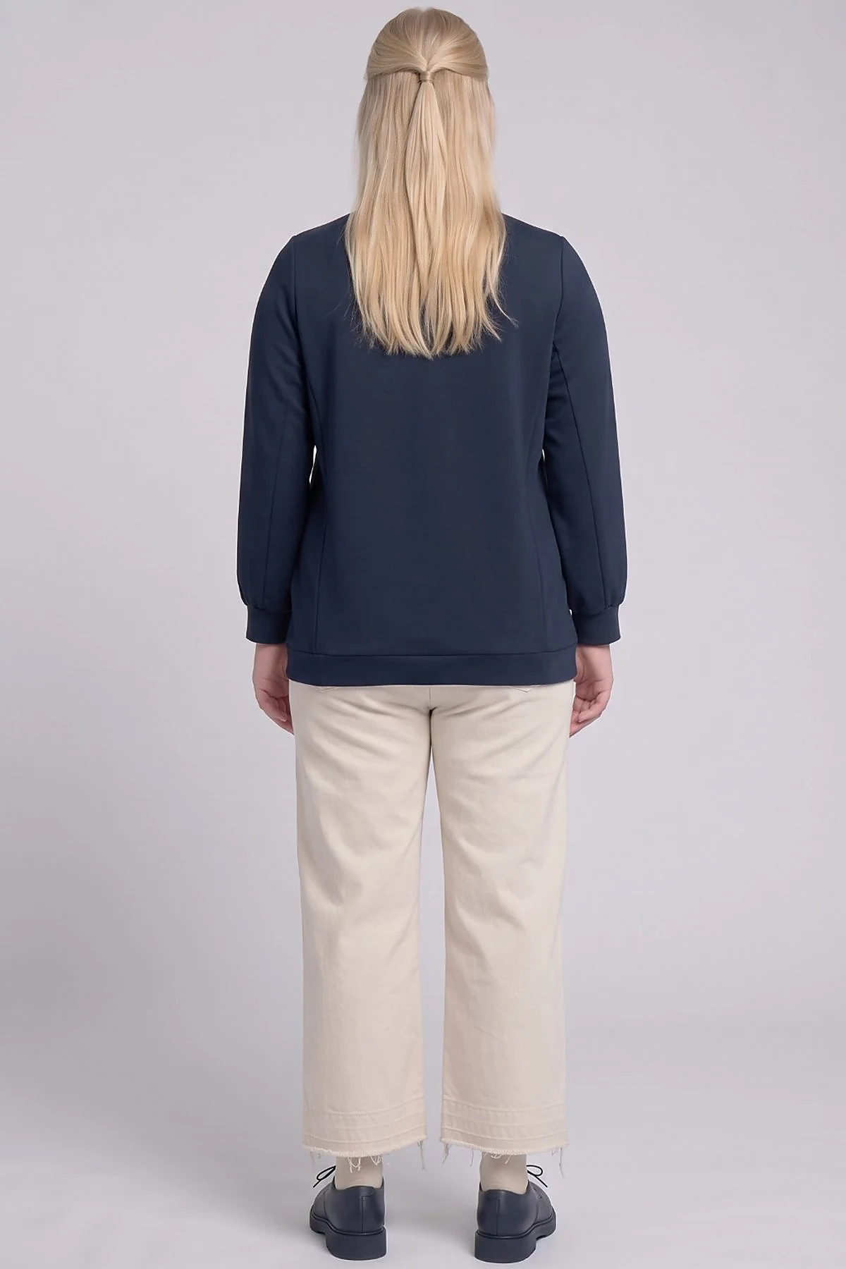 Elasticated Hem Sweatshirt Dark Navy
