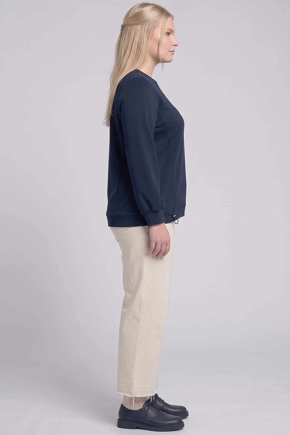 Elasticated Hem Sweatshirt Dark Navy