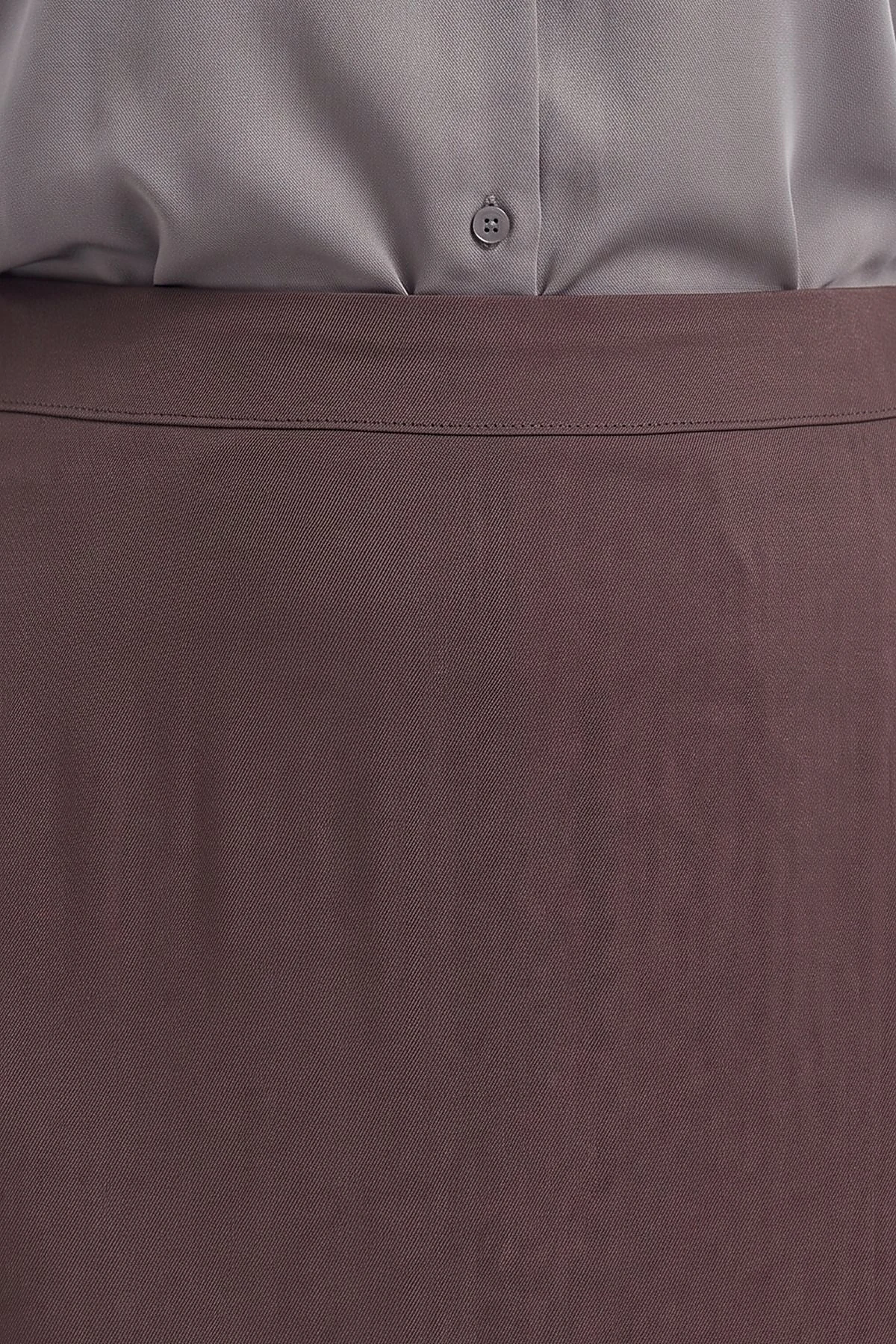 Elastic Waist Rayon Skirt Dark Brown