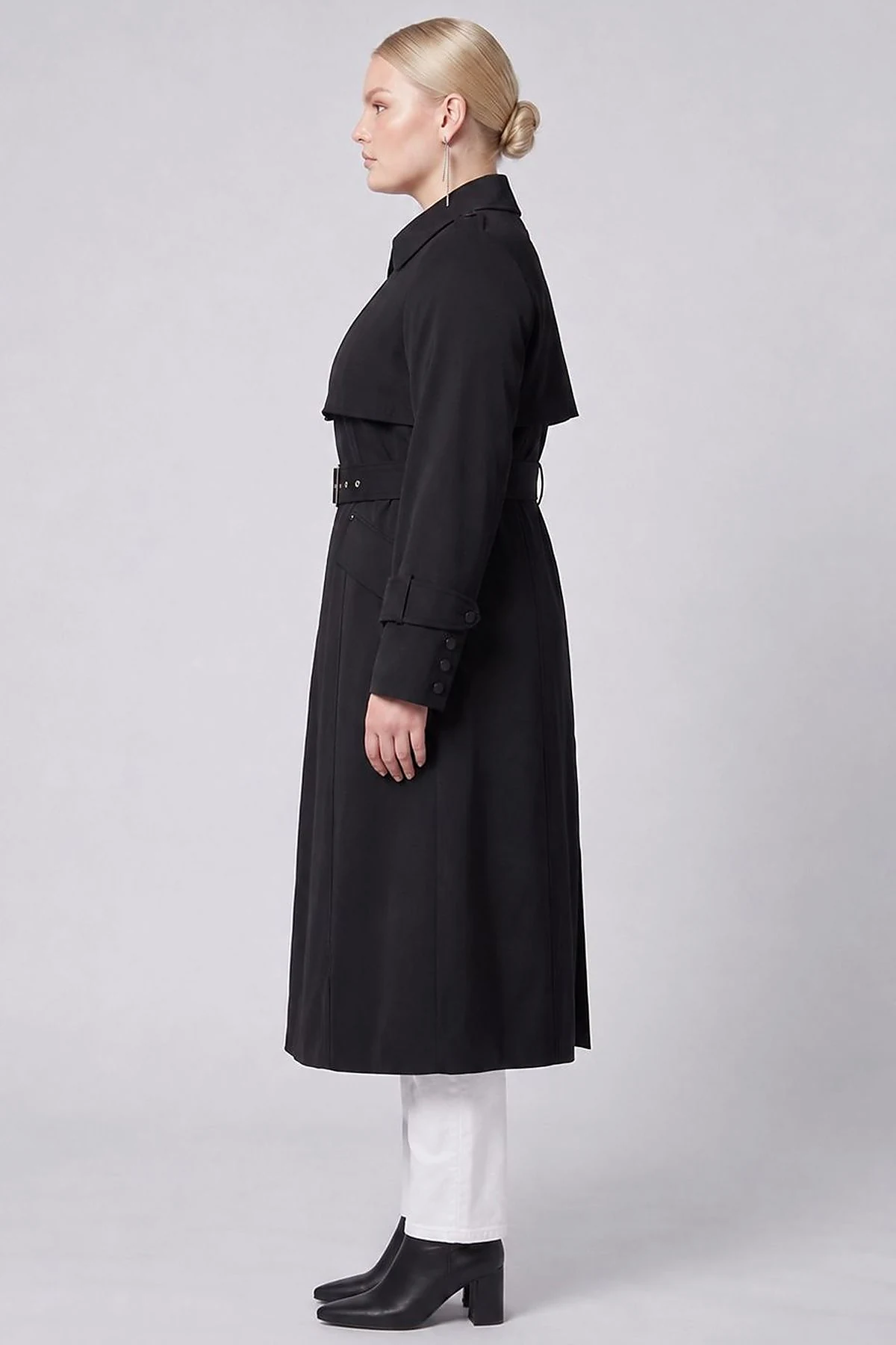 Belt Detail Trench Coat Black