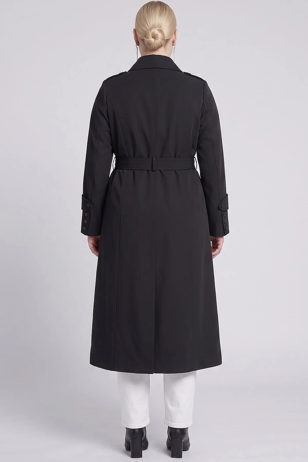 Belt Detail Trench Coat Black