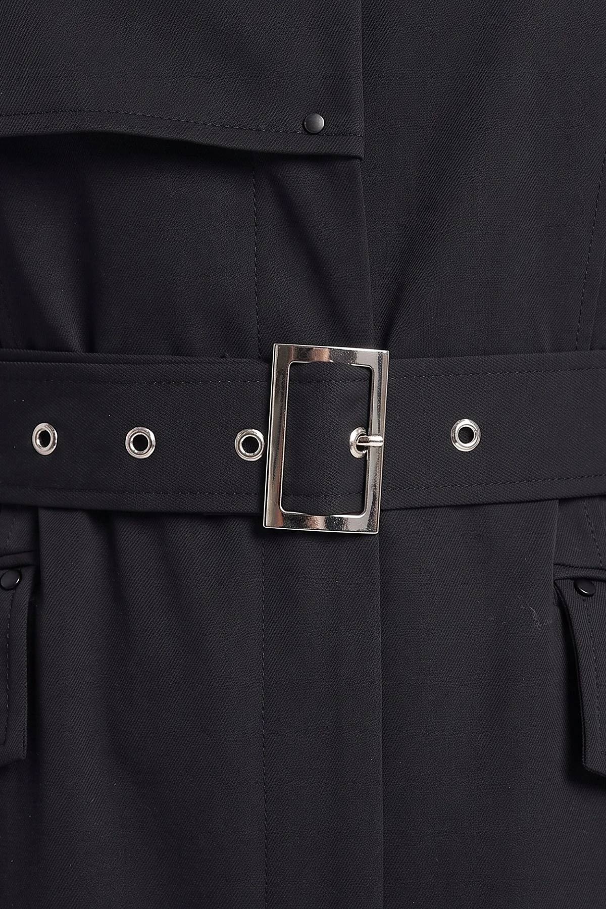Belt Detail Trench Coat Black