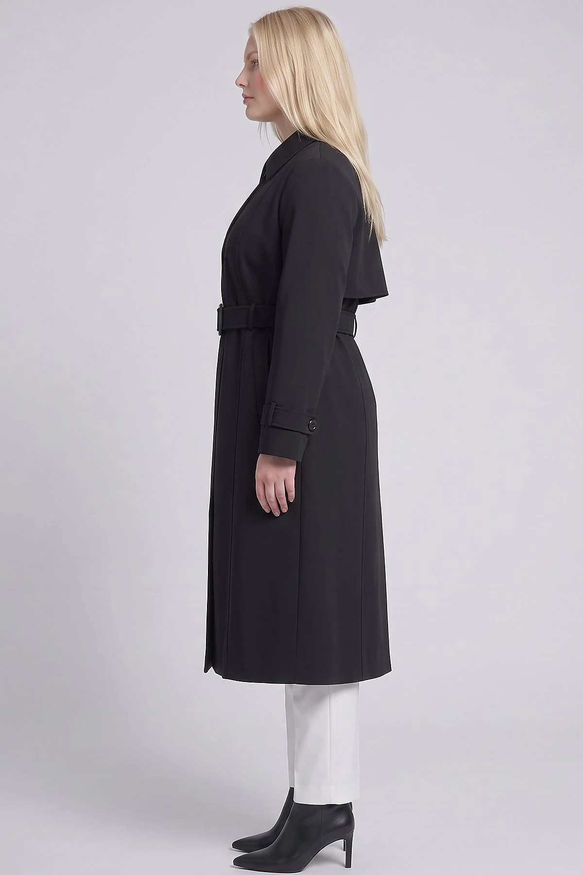 Belted Double-Breasted Trench Coat Black