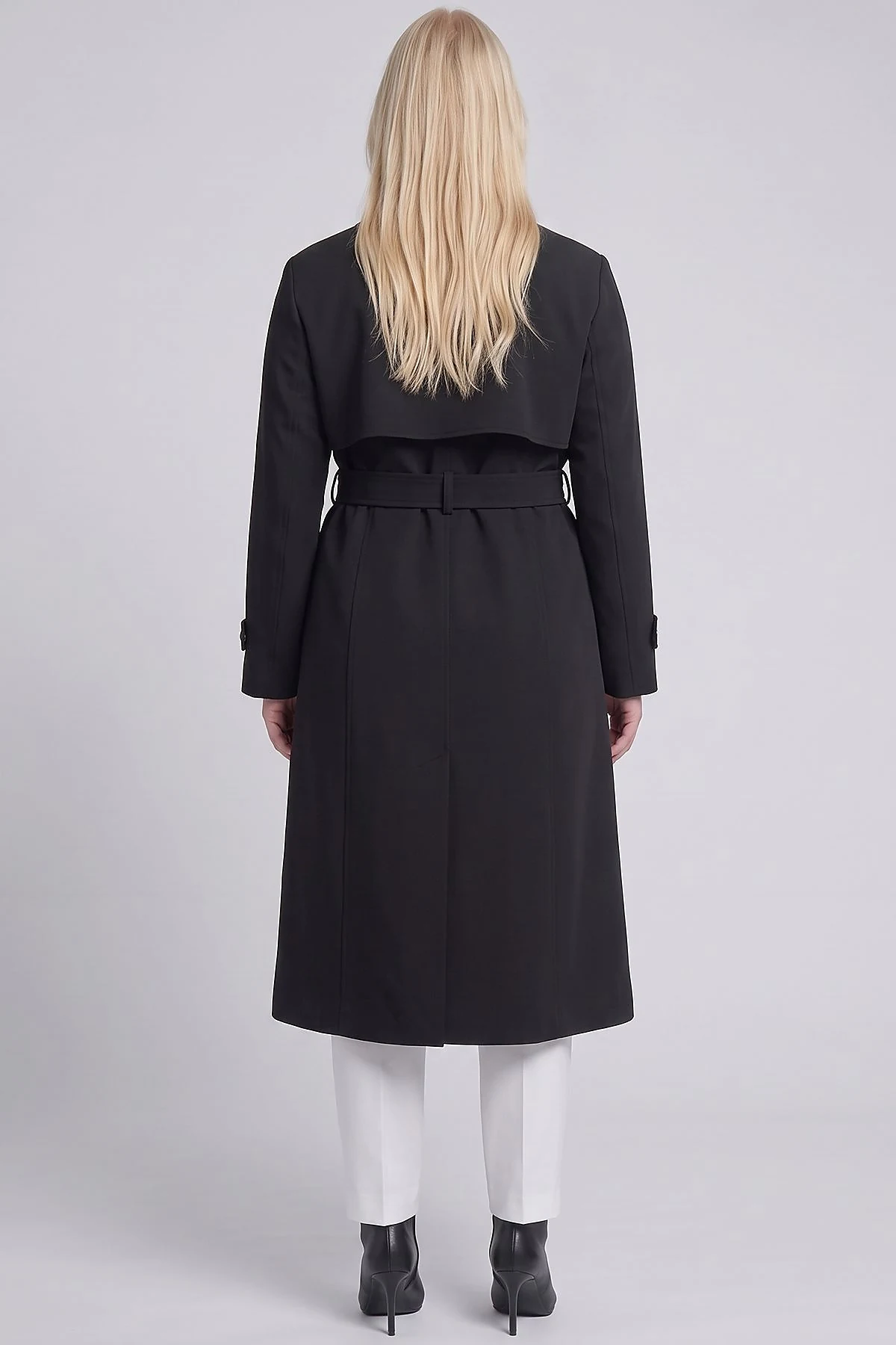Belted Double-Breasted Trench Coat Black