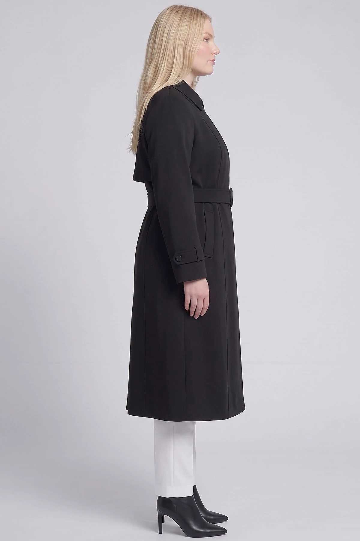 Belted Double-Breasted Trench Coat Black
