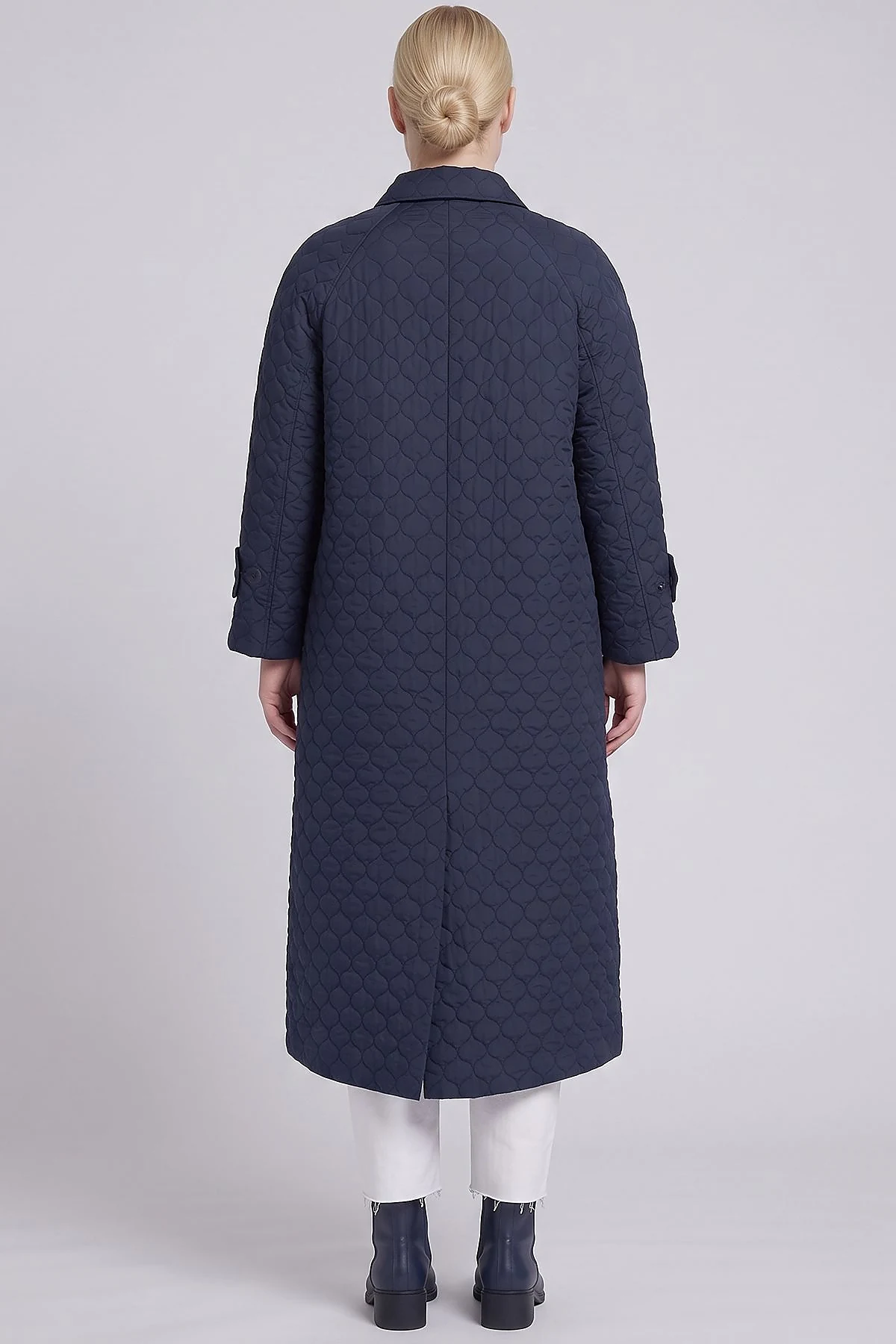 Epaulette Detail Quilted Poncho-Style Outerwear Dark Navy