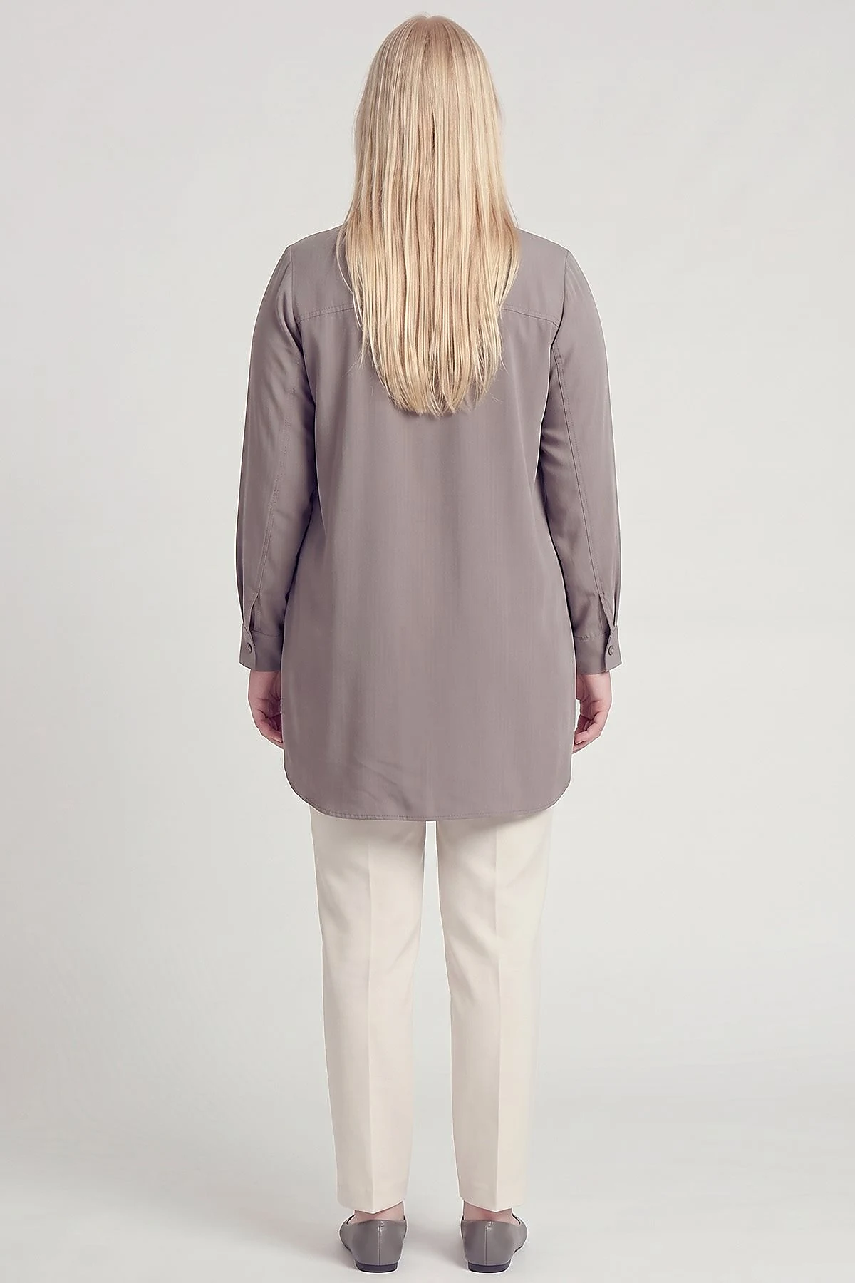 Rayon Tunic with Flap Pocket Detail Charcoal Gray