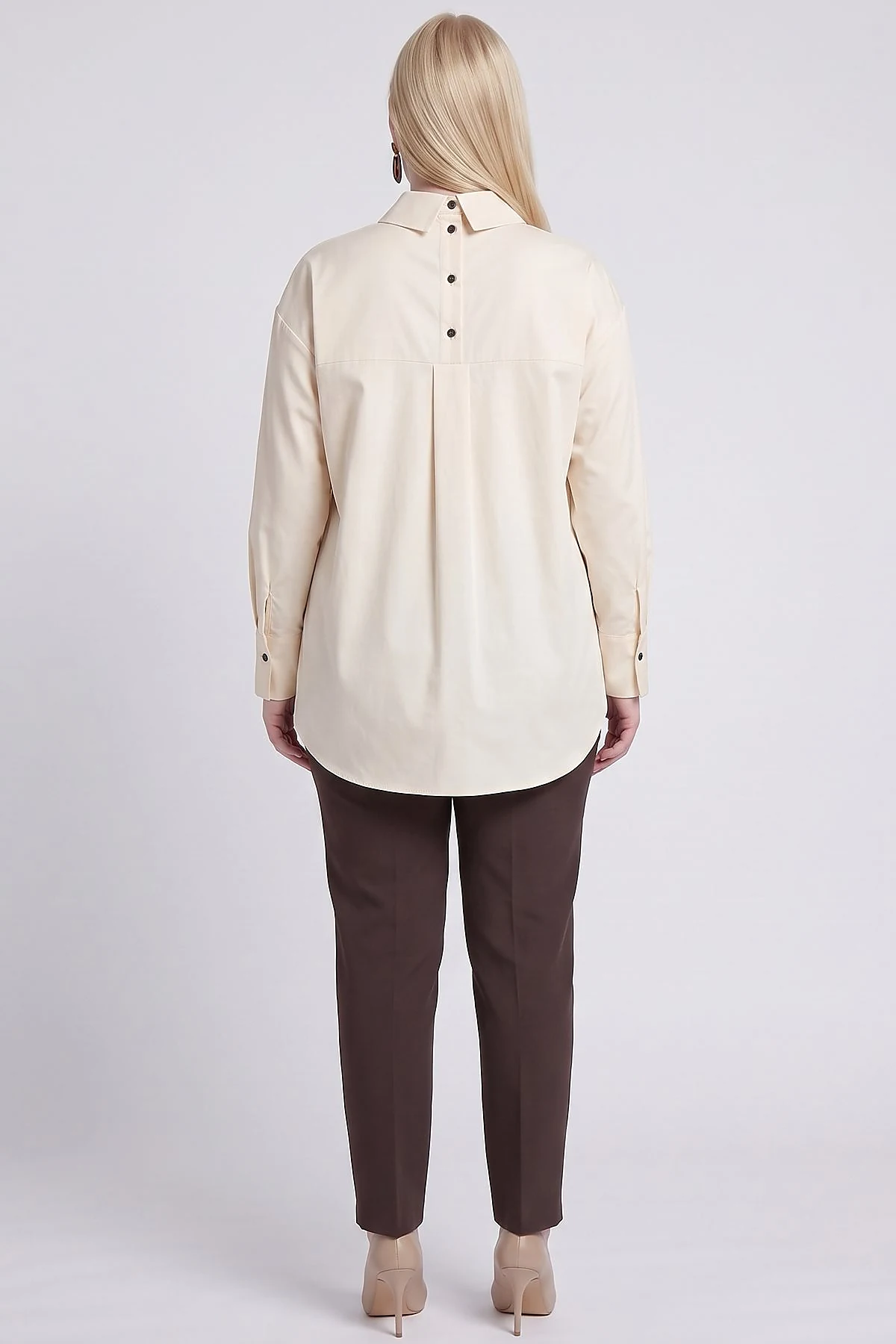 Printed Detail Cotton Lyocell Tunic Cream
