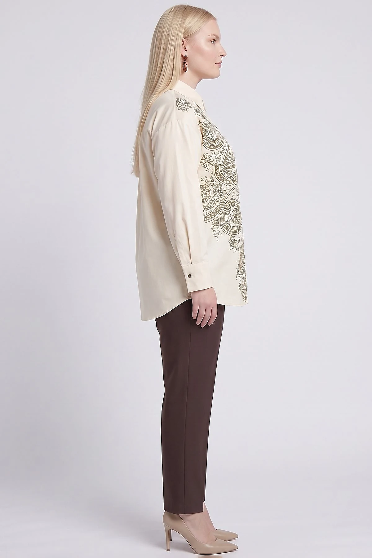 Printed Detail Cotton Lyocell Tunic Cream