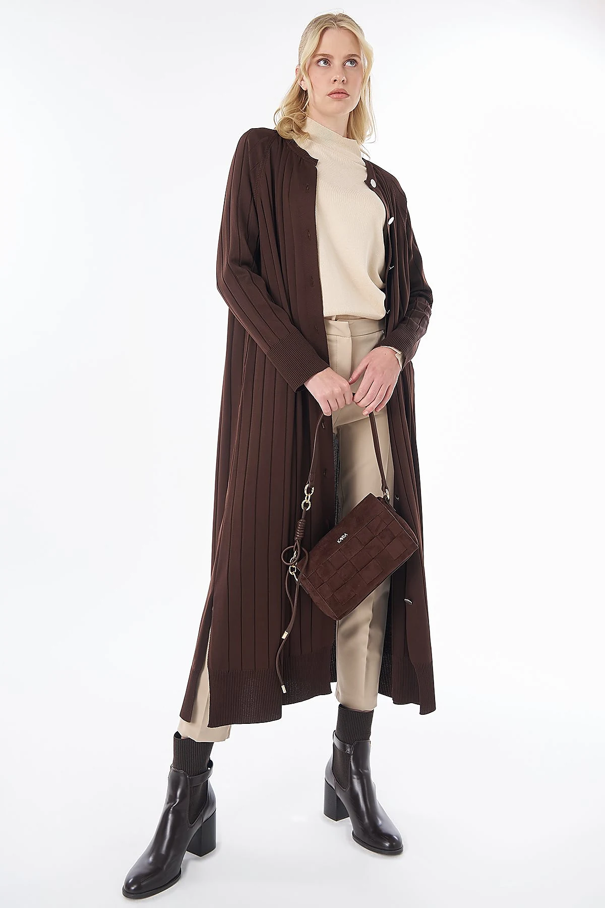 Long Knit Cardigan - Dark Brown