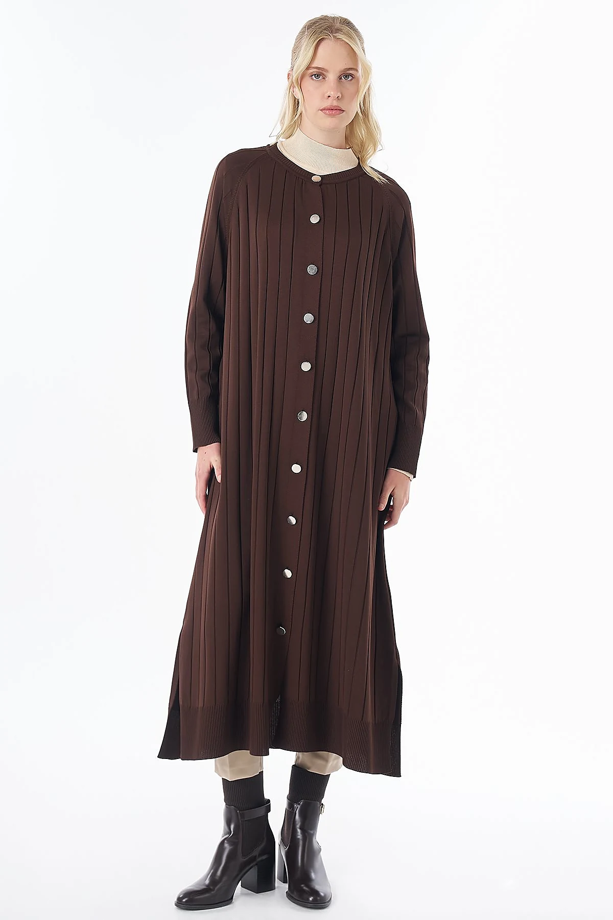 Long Knit Cardigan - Dark Brown