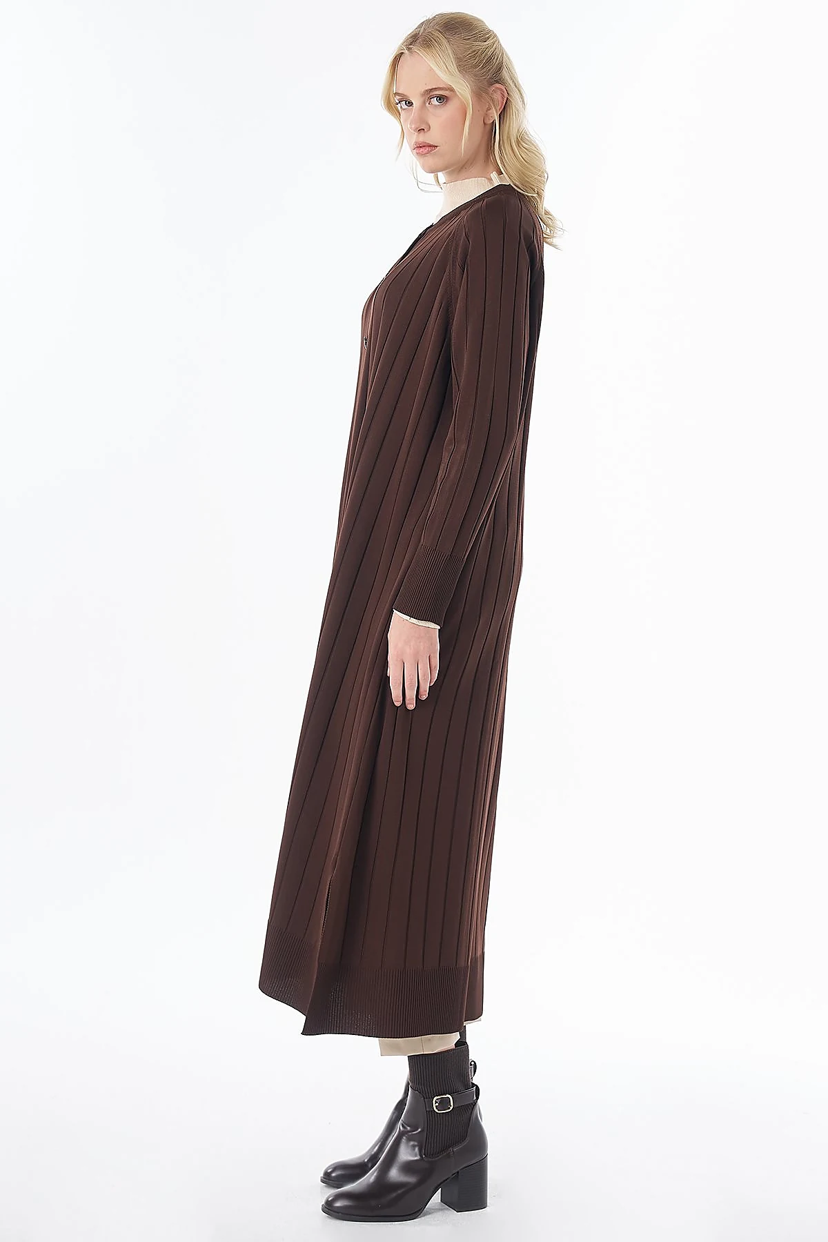 Long Knit Cardigan - Dark Brown