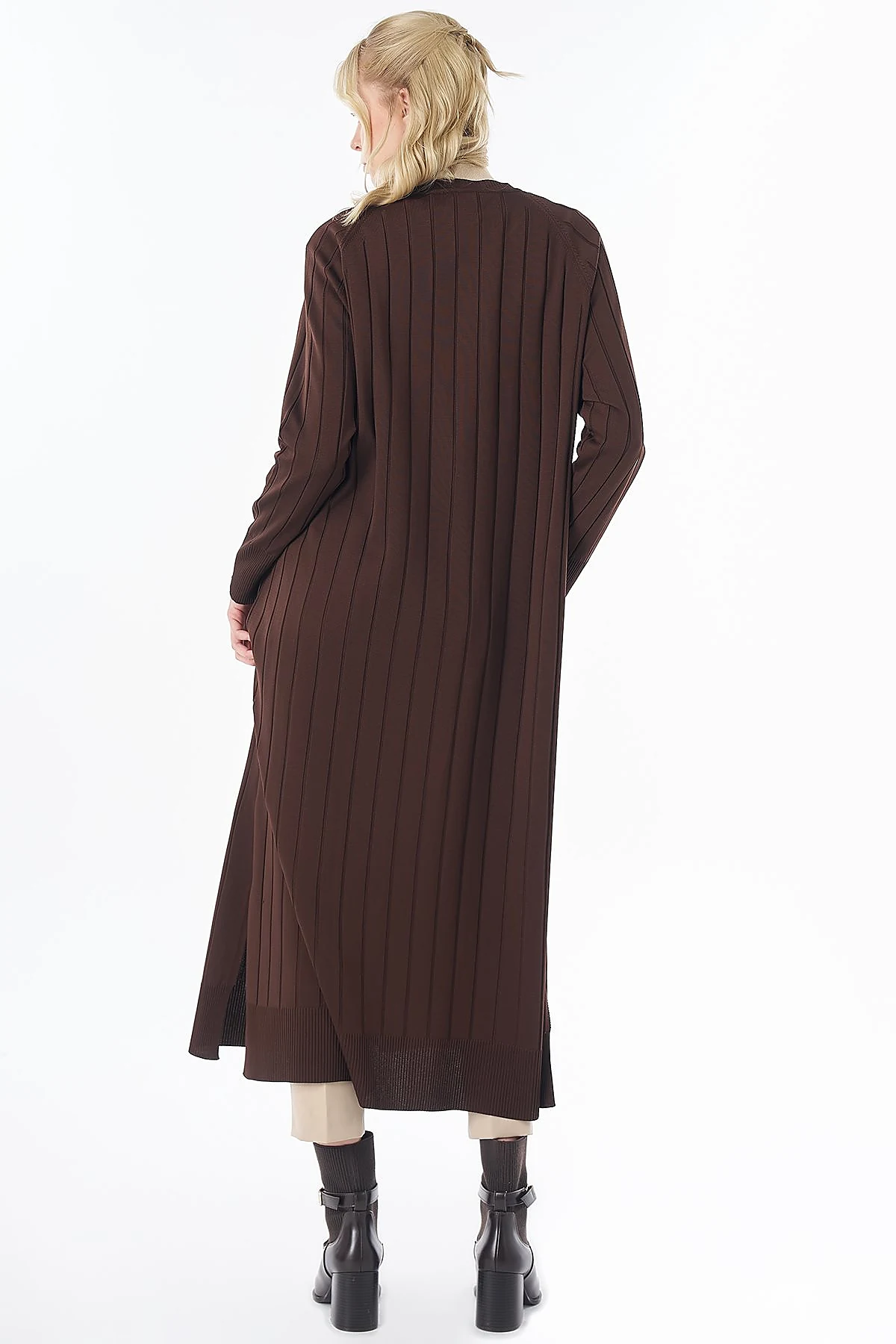 Long Knit Cardigan - Dark Brown