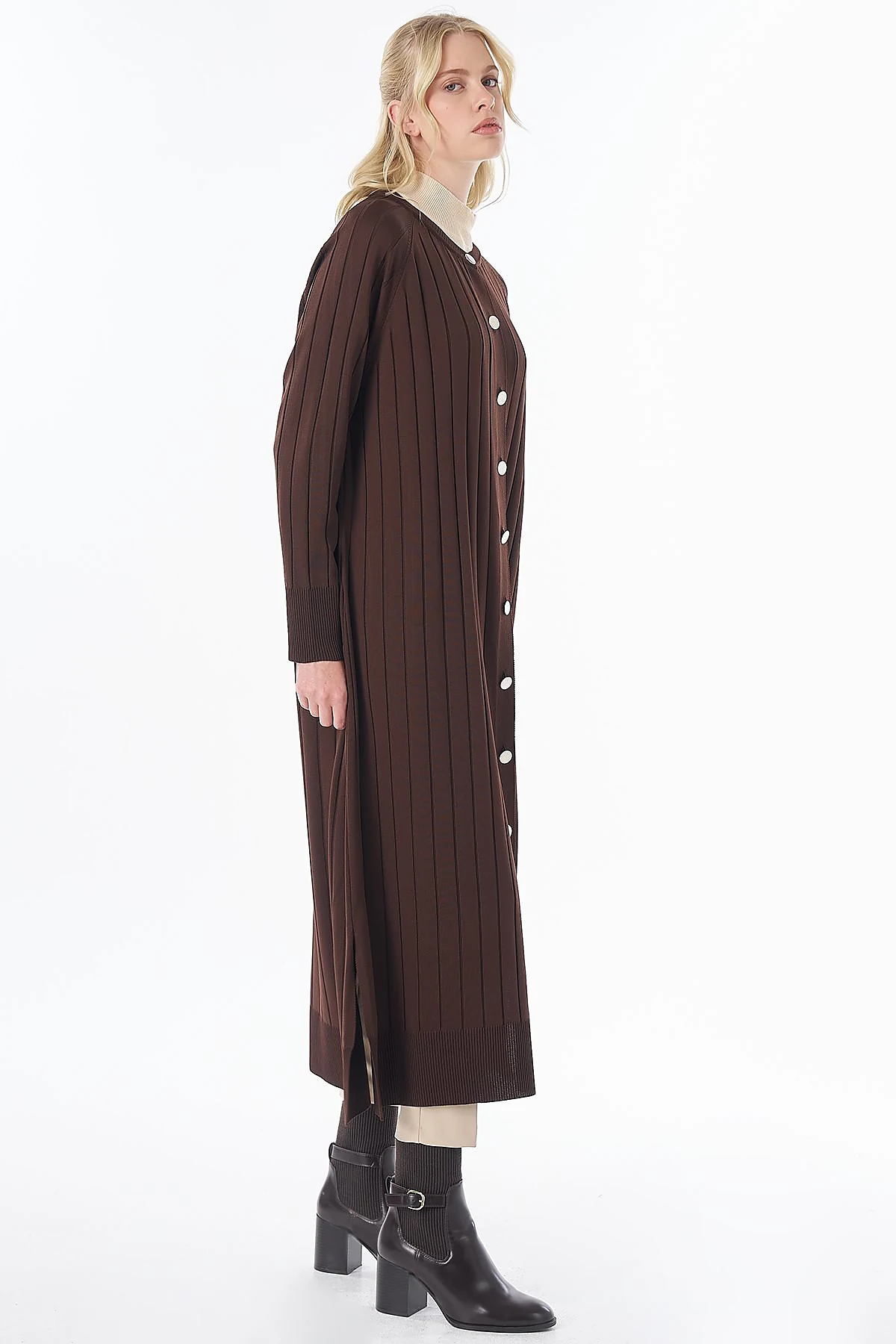 Long Knit Cardigan - Dark Brown