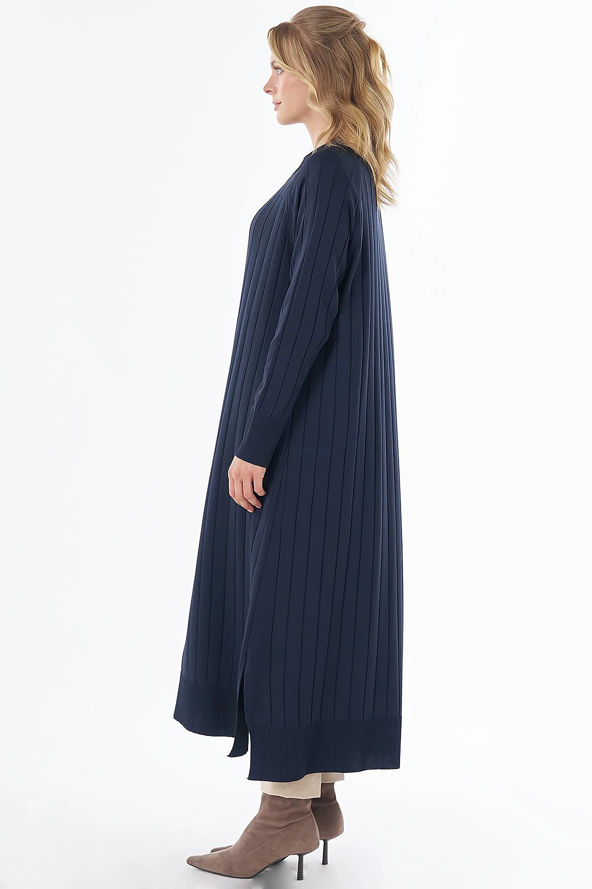 Long Knit Cardigan - Navy