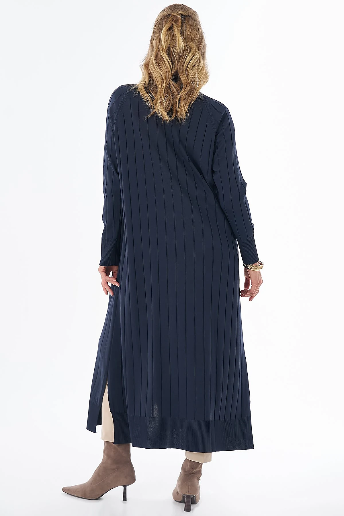 Long Knit Cardigan - Navy