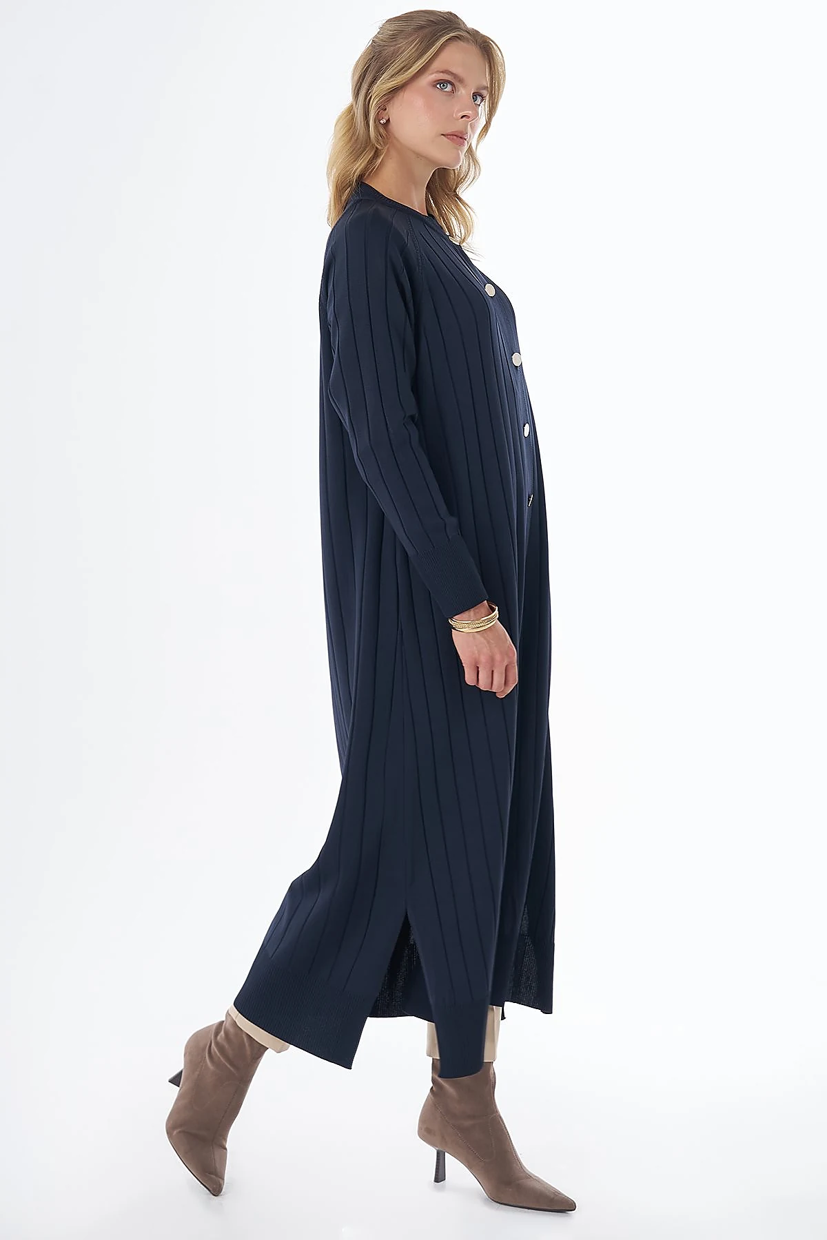 Long Knit Cardigan - Navy